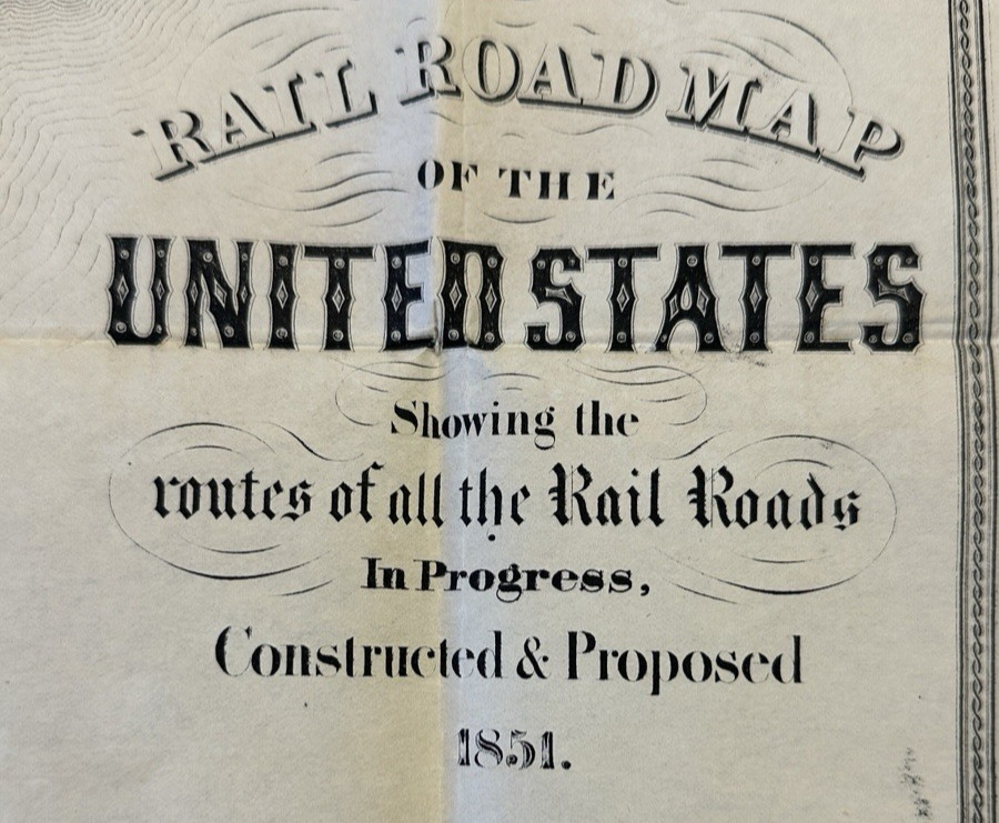 1851 U.S. Railroad Map – Pre-Civil War Western Expansion RARE 25×21” De Bow