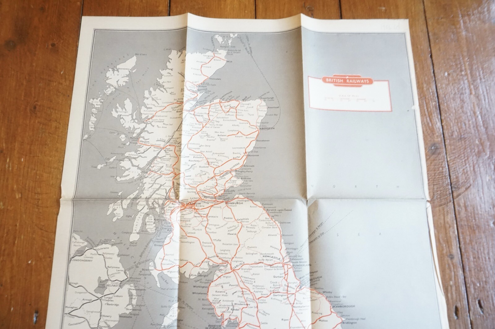 1956 British Rail London Midland Passenger Network Railway System Map VGC