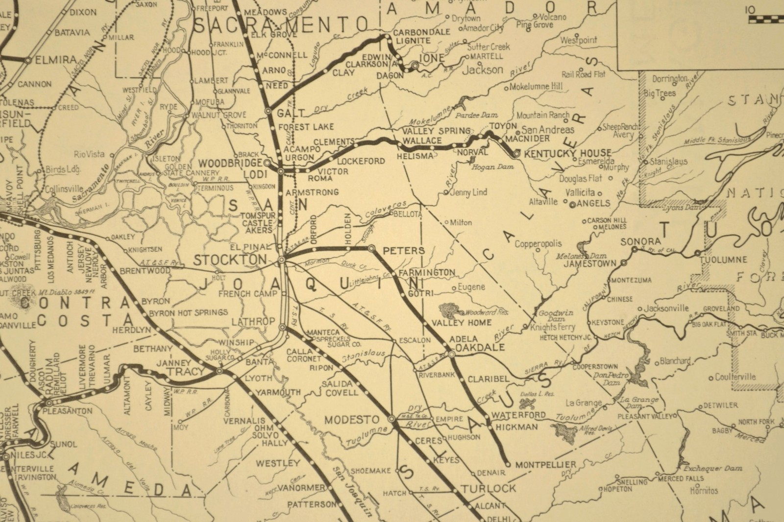 Southern Pacific Railroad Map Western Division Oakland Pier SF&O RR Napa Valley