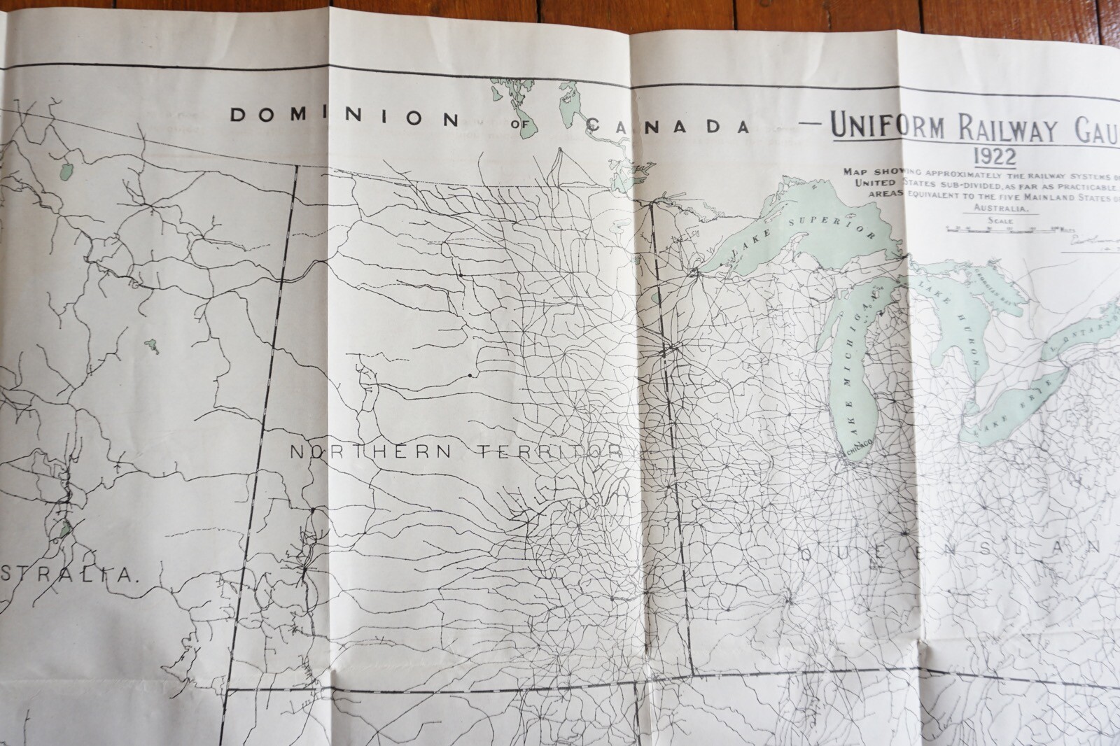 1922 Uniform Gauge USA and Australia Railway Map