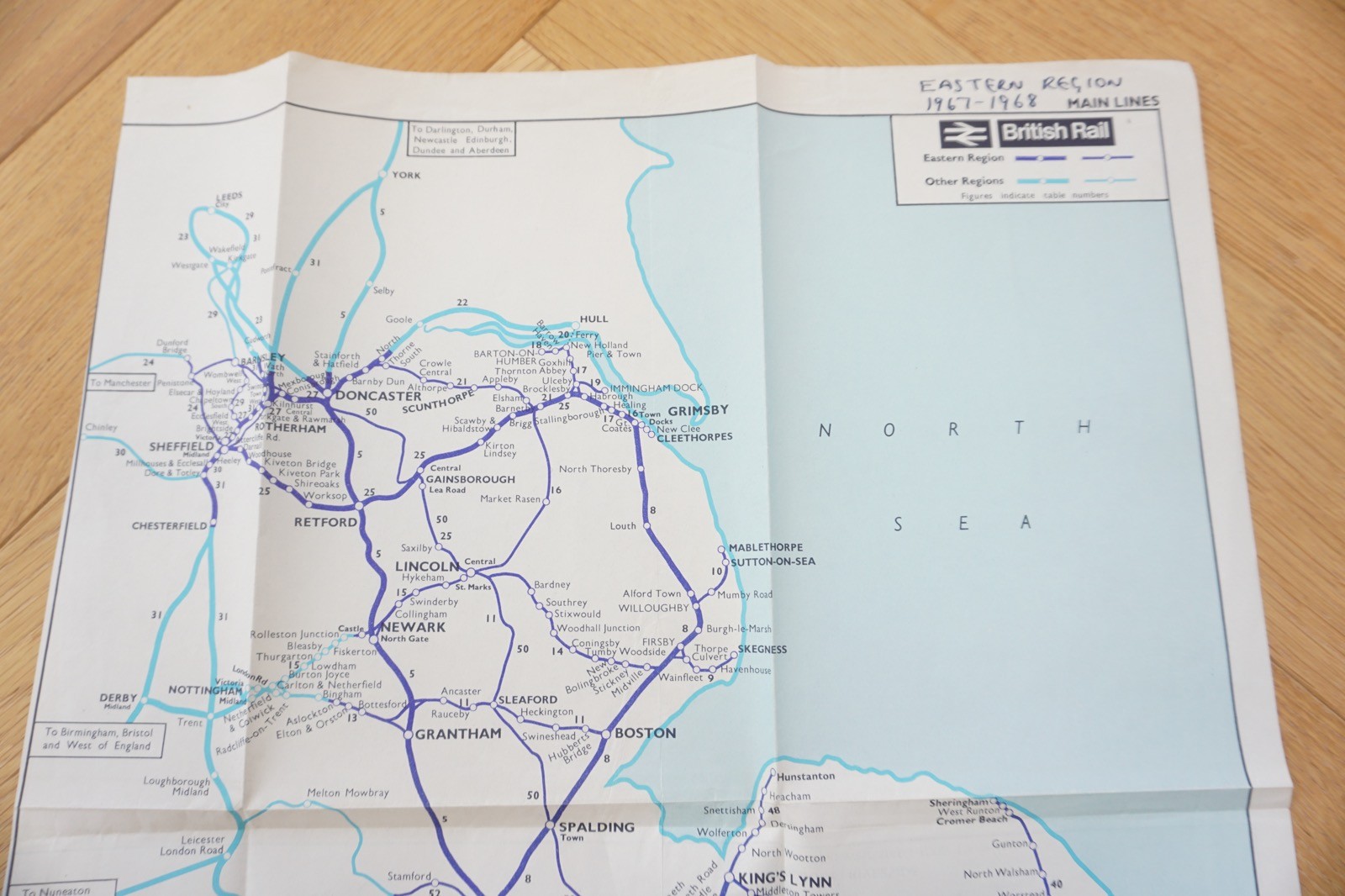 Aug 1967 Eastern Region British Rail Railway Map