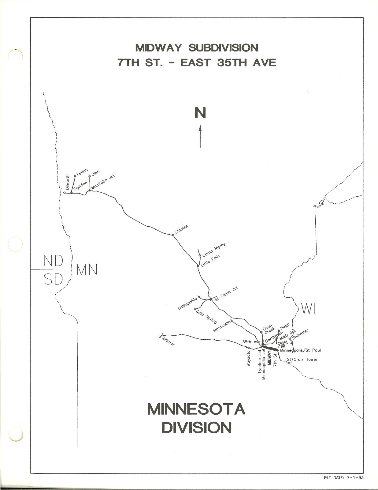 Burlington Northern 1993 Minnesota Division Track Charts PDF Pages on DVD