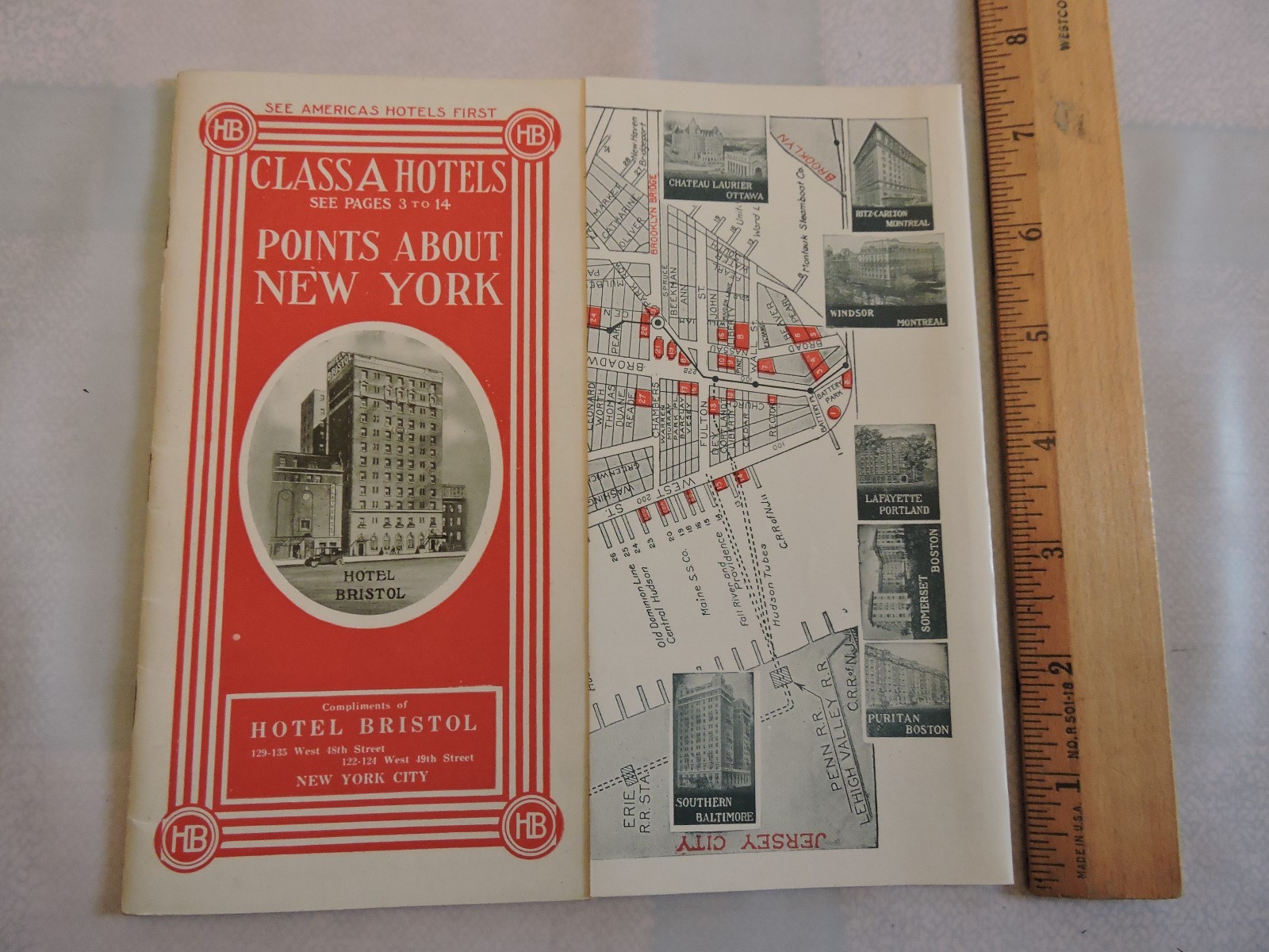 Rare 1912 New York City NYC Subway Map 24″ Hotel Bristol 42-p.