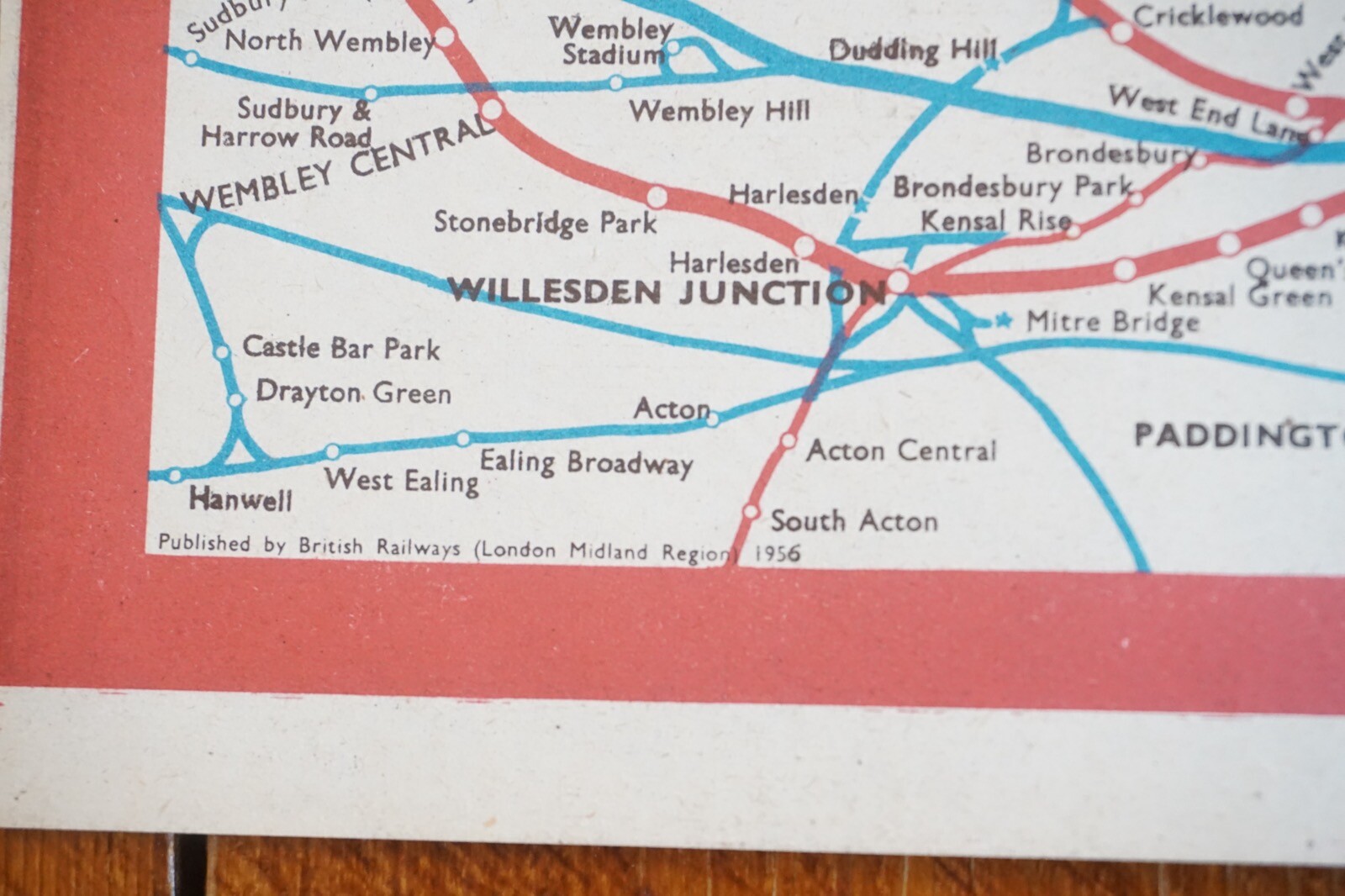 1956 British Rail London Midland Passenger Network Railway System Map VGC
