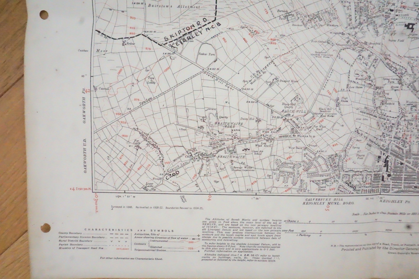 1938 Eastburn Silsden Beechcliffe Yorkshire LMS Railway OS Linen Map Ref 40 *