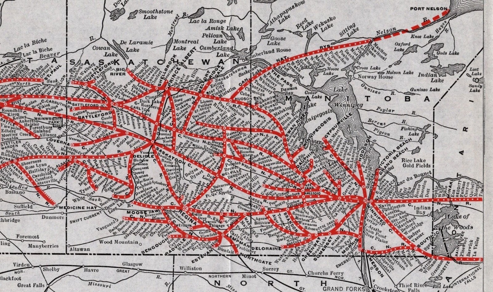 1924 Antique Canadian National Railway Map Canada Railroad Map 1443