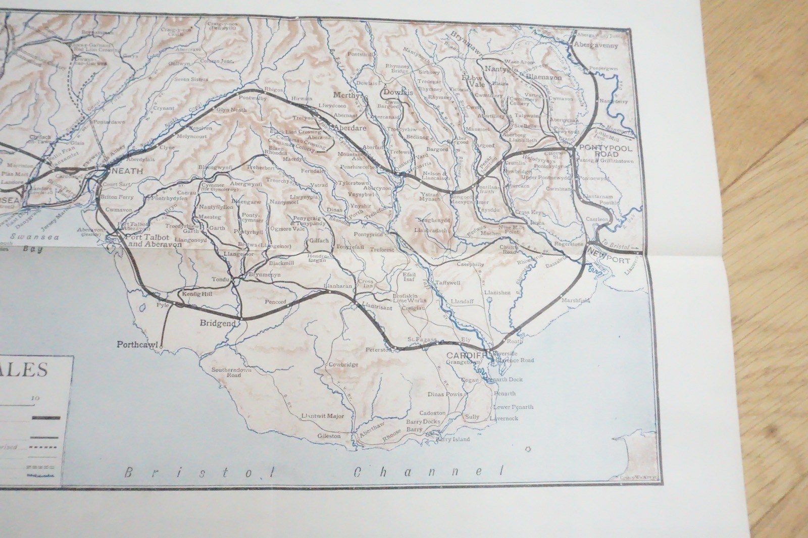 1913 GWR Newport Cardiff Swansea South Wales Original Railway Map