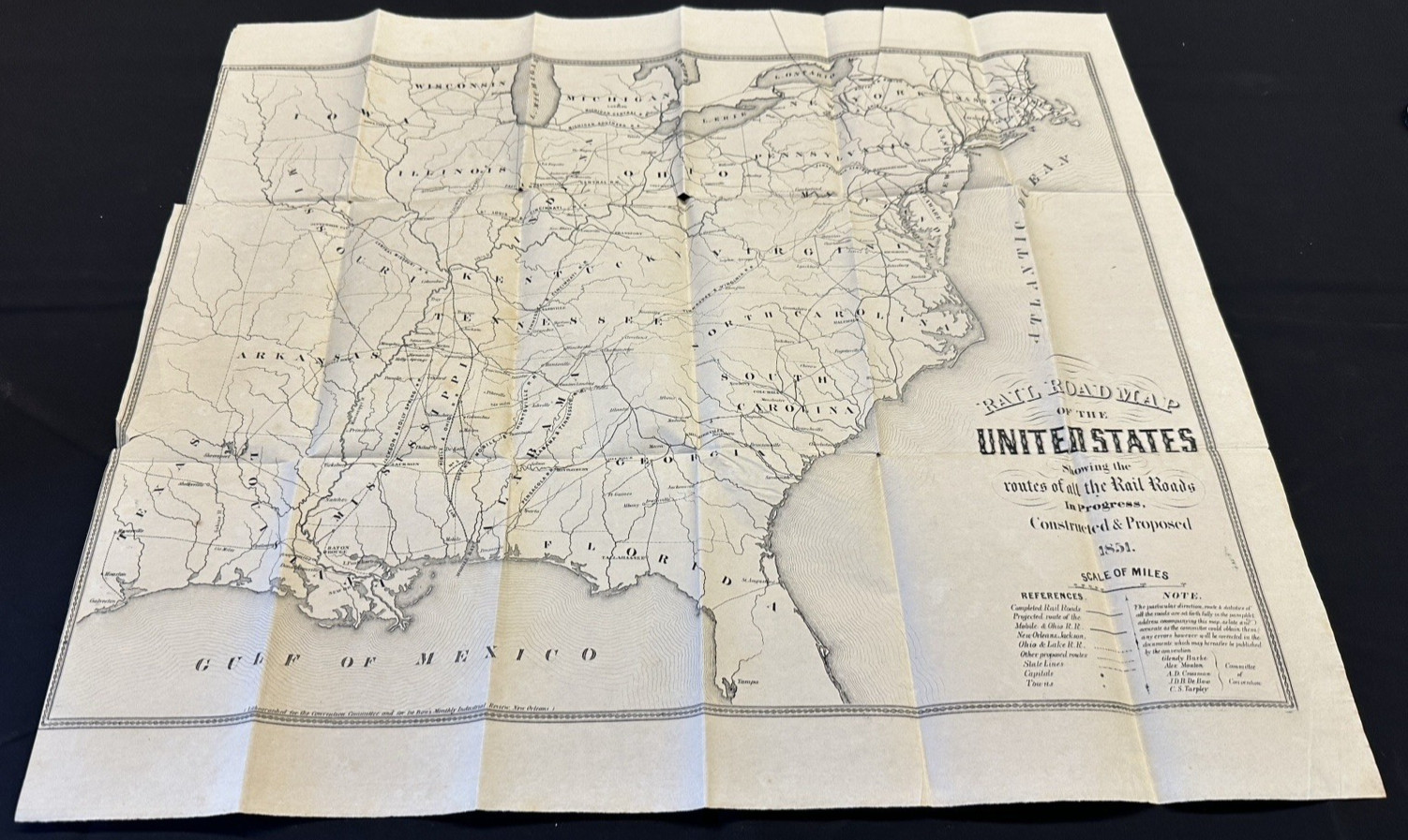 1851 U.S. Railroad Map – Pre-Civil War Western Expansion RARE 25×21” De Bow