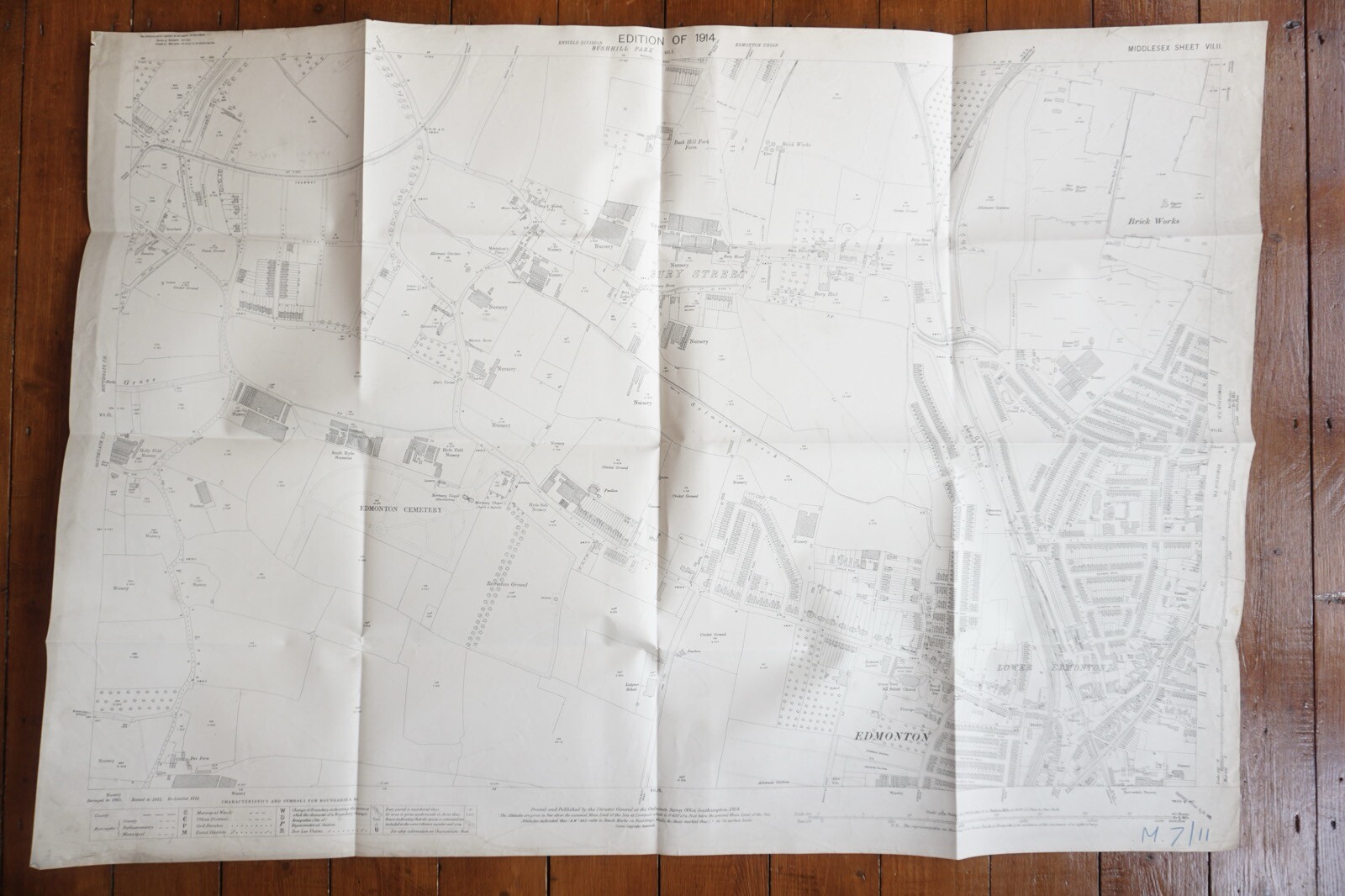 1914 Edmonton GER Enfield Branch Bury Street OS Railway Map