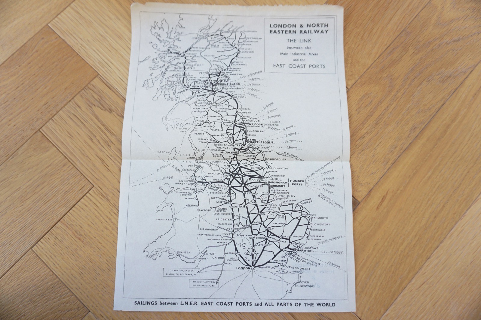 1936 LNER East Coast Ports Railway Map