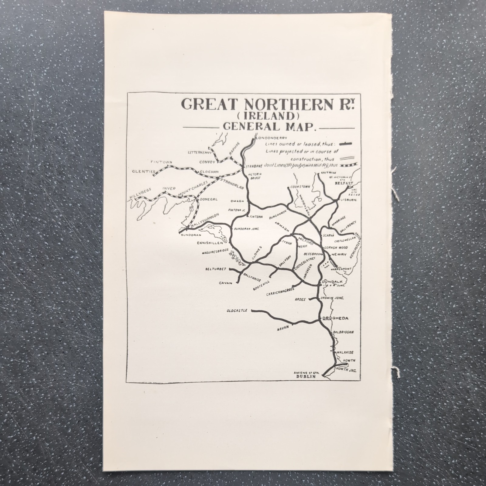 Original 1926 Map Of Great Northern Railway Ireland General Map