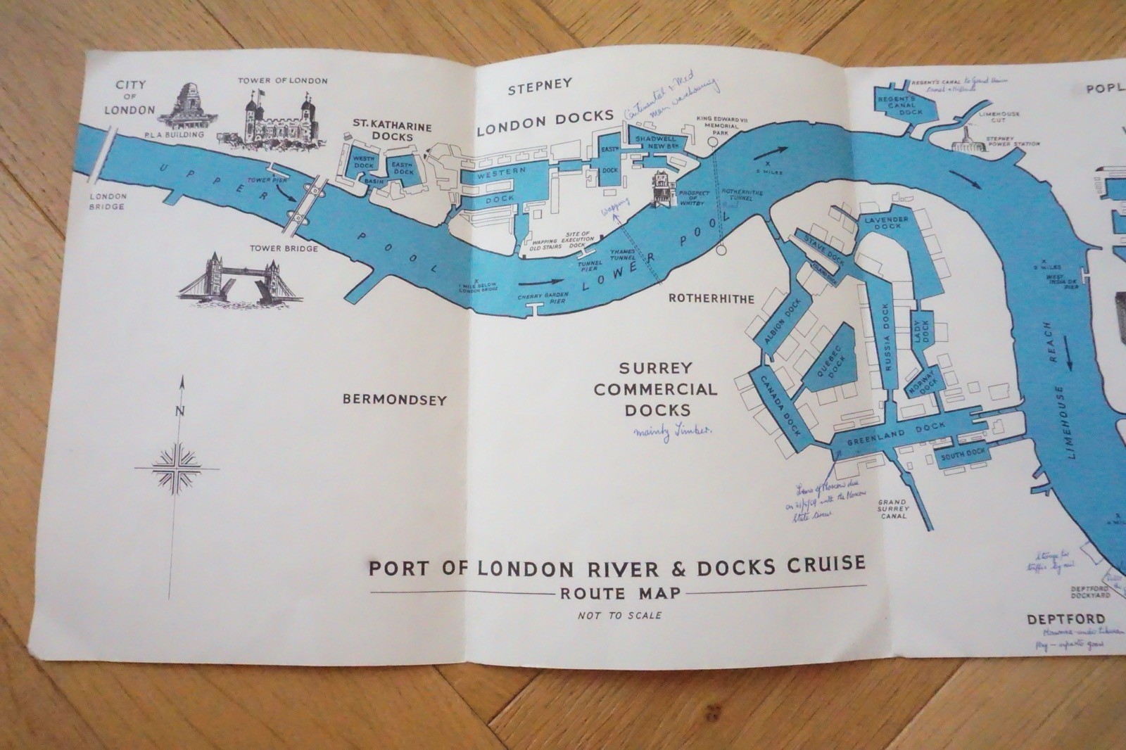 c1950s 1960s Port of London Commercial Docks Map Plan