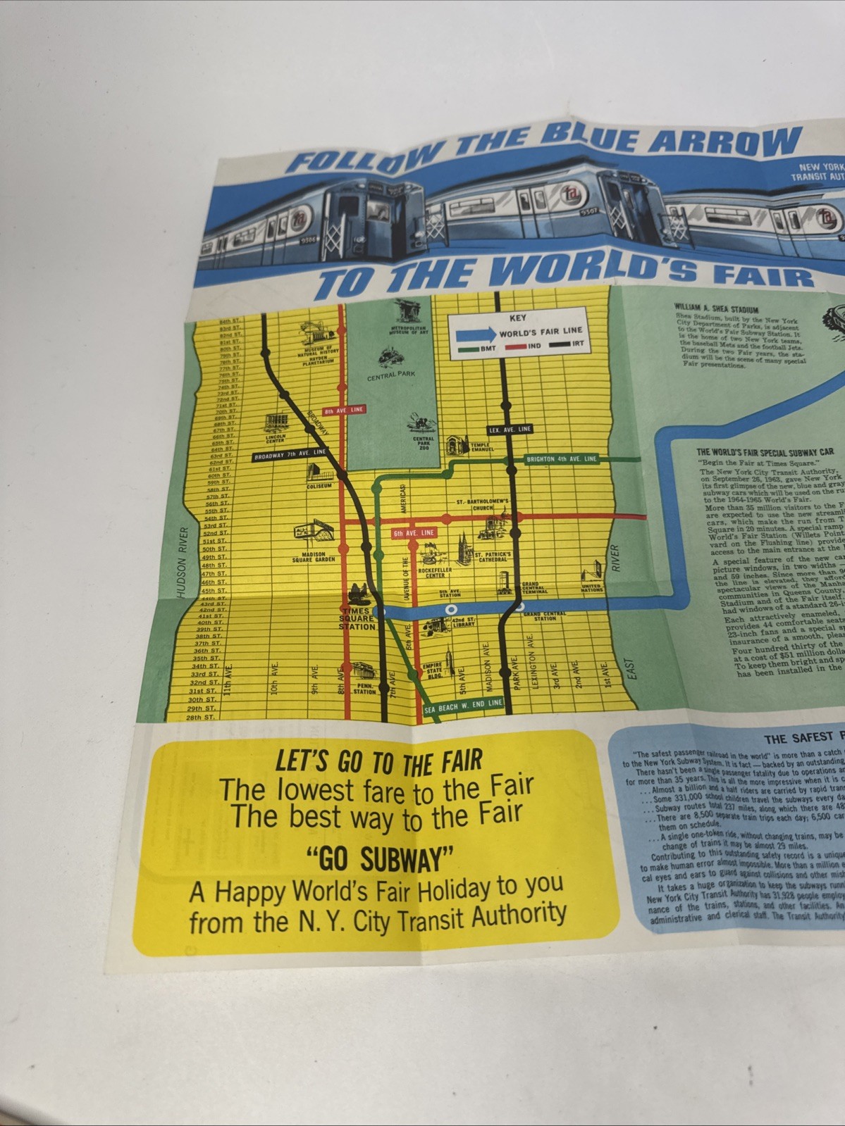 1964 NY Worlds Fair Subway Map New York City Transit Authority Vintage Original