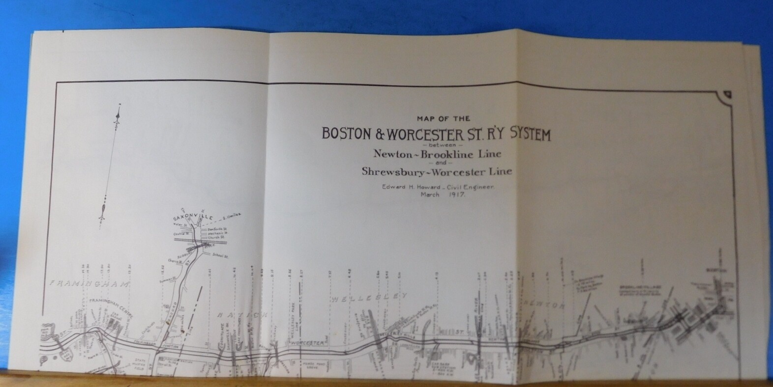 Map Boston & Worcester Street Railway System Reprint
