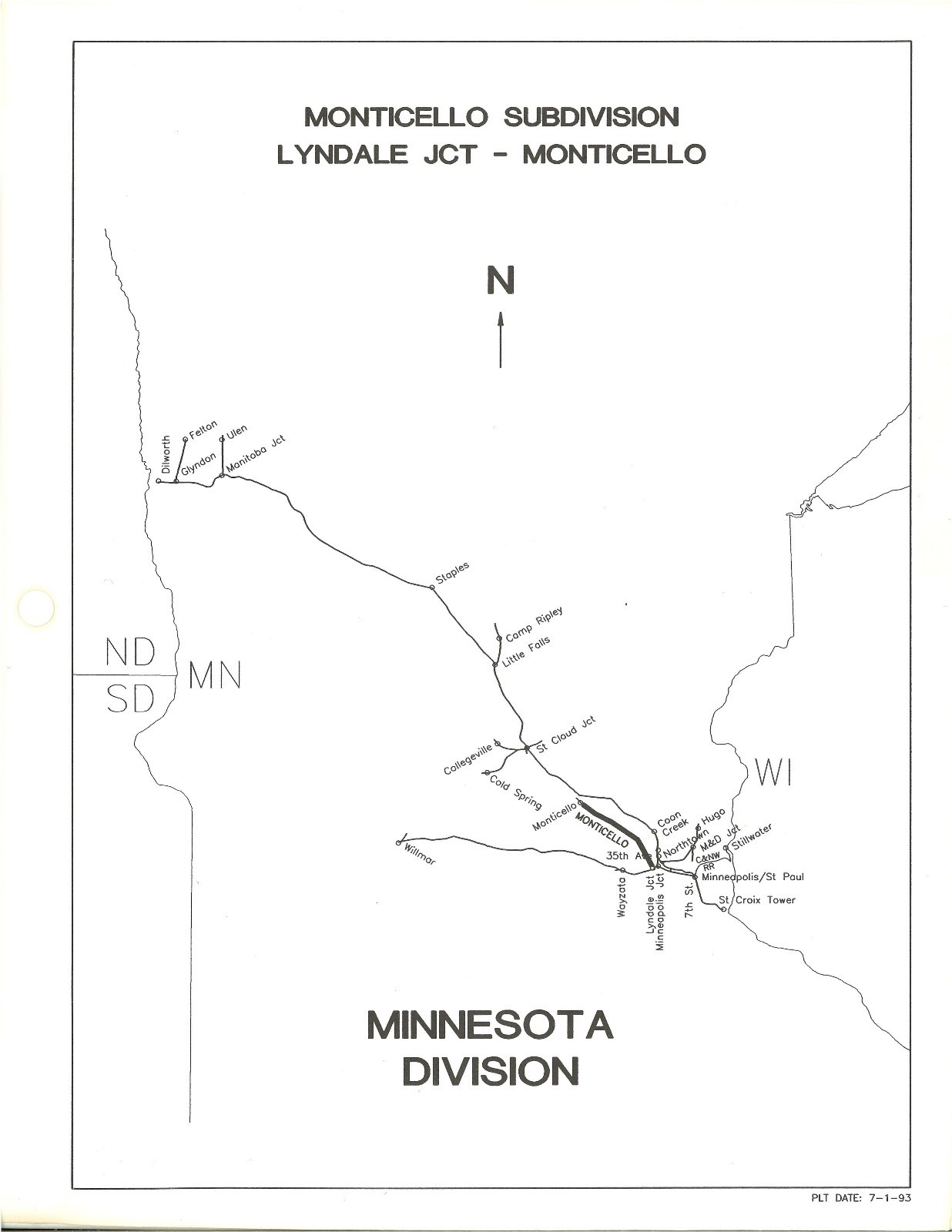 Burlington Northern 1993 Minnesota Division Track Charts PDF Pages on DVD