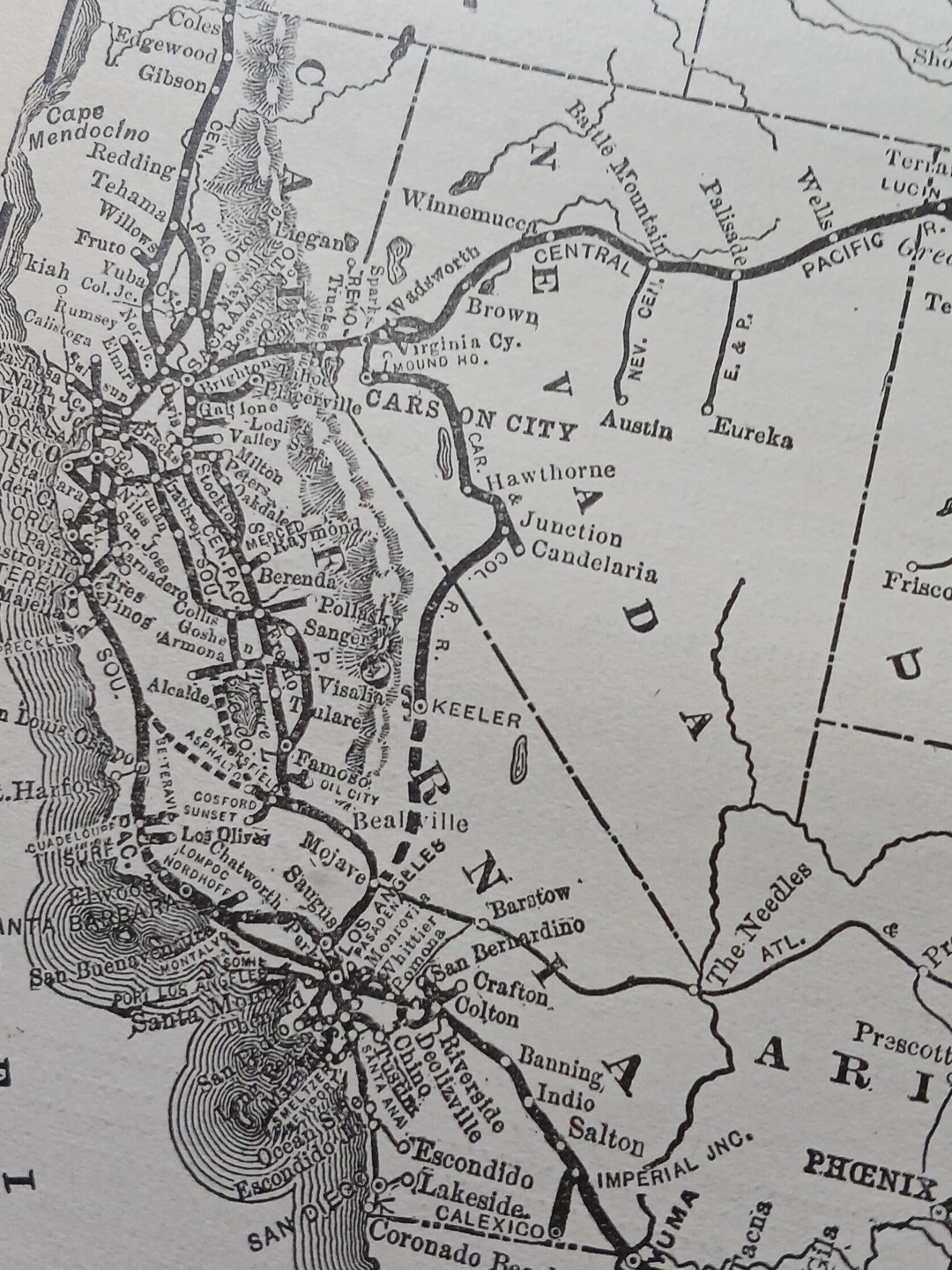 1906 Railroad Route Map SOUTHERN PACIFIC SYSTEM Utah California Nevada Arizona