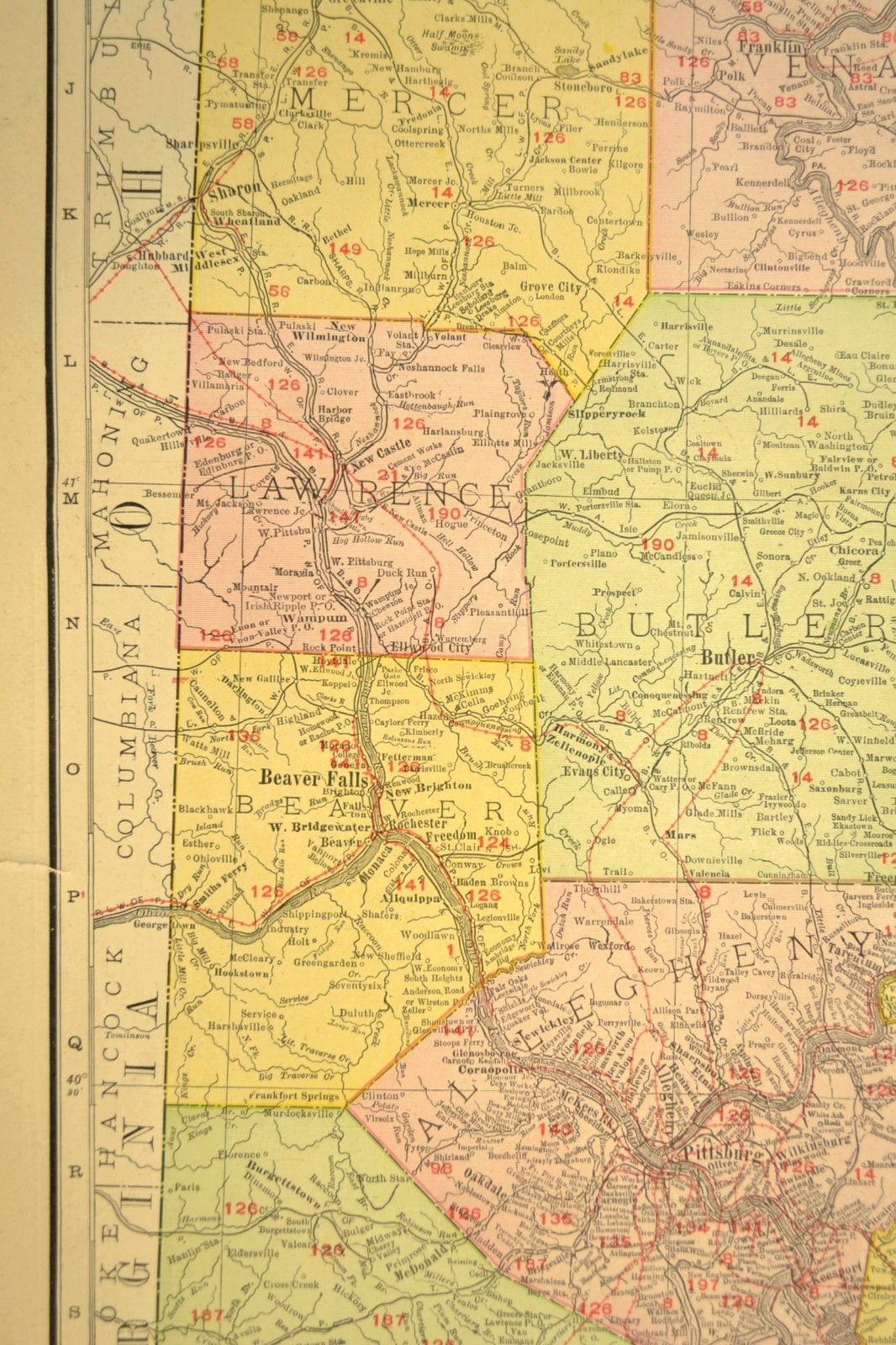 1911 Western Pennsylvania Railroad Map ORIGINAL Atlas Map Pennsylvania RR DATED