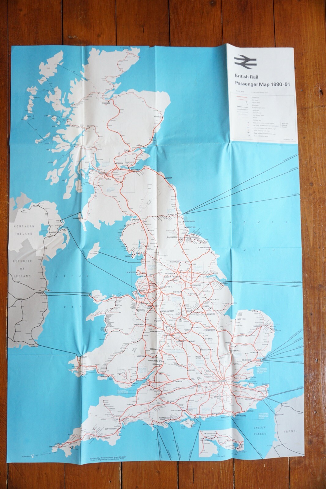 1990 1991 British Rail Passenger Network Railway Map