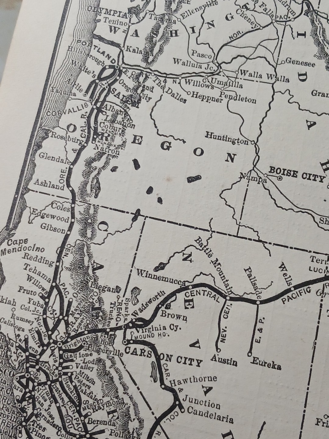 1905 Train Route Map SOUTHERN PACIFIC SYSTEM western USA all Lines Stations