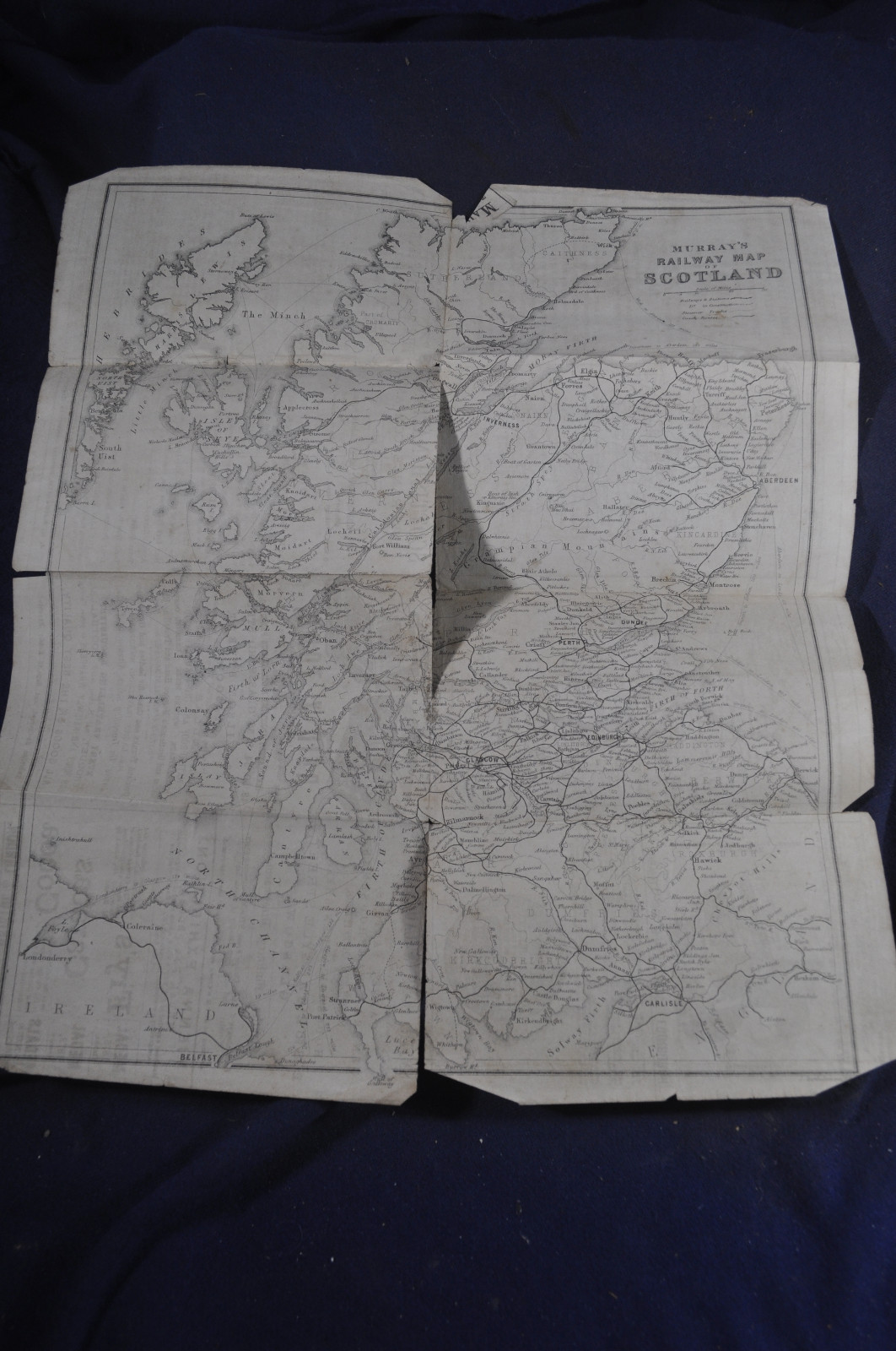 Ca 1873 *VERY RARE* Murrays Railway Map Scotland