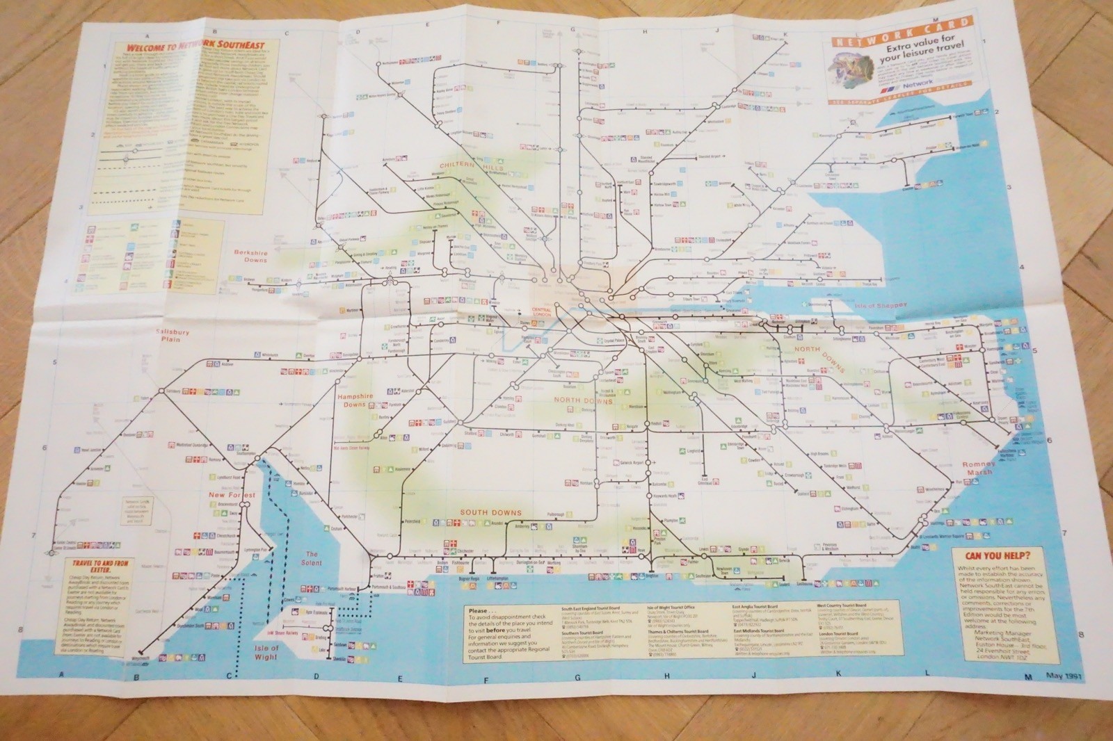 Summer 1991 NSE Network SouthEast Railway Map