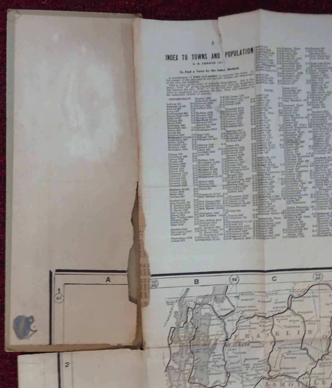 1913 FOLDING RAILROAD MAP NEW ENGLAND COMMERCIAL ROUTE SURVEY 45″x34″ BULLARD Co
