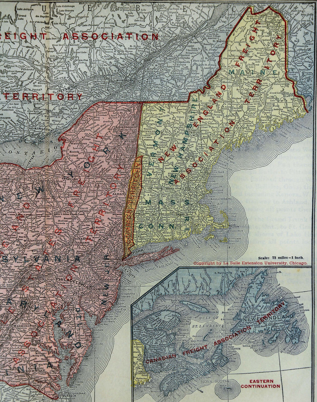 1920 Railroad Map – Canada New England Trunk Line Territory Freight New York RR