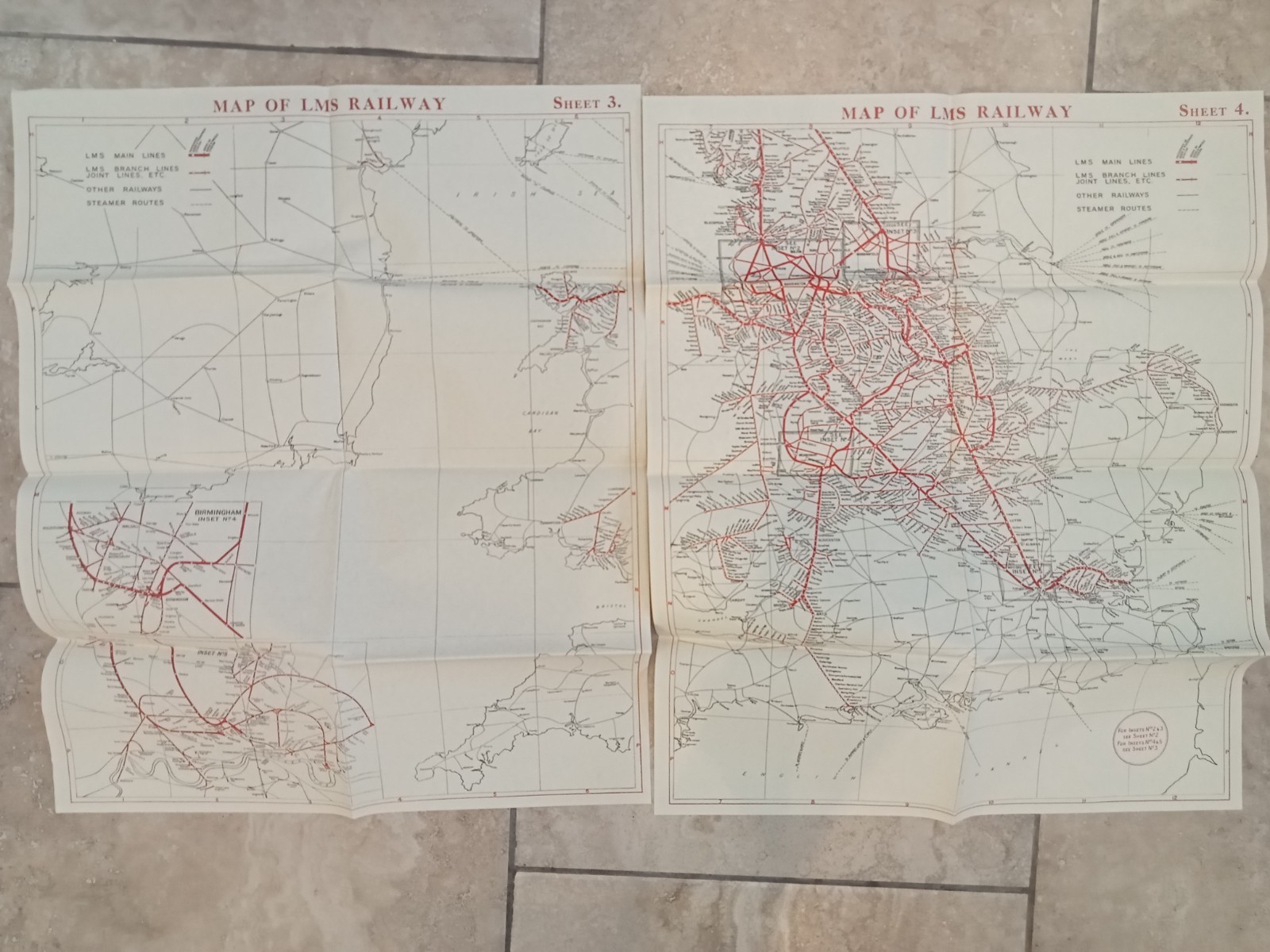 Map of LMS Railway. 4 sheet set. London, Midland and Scottish Railway, 1950s