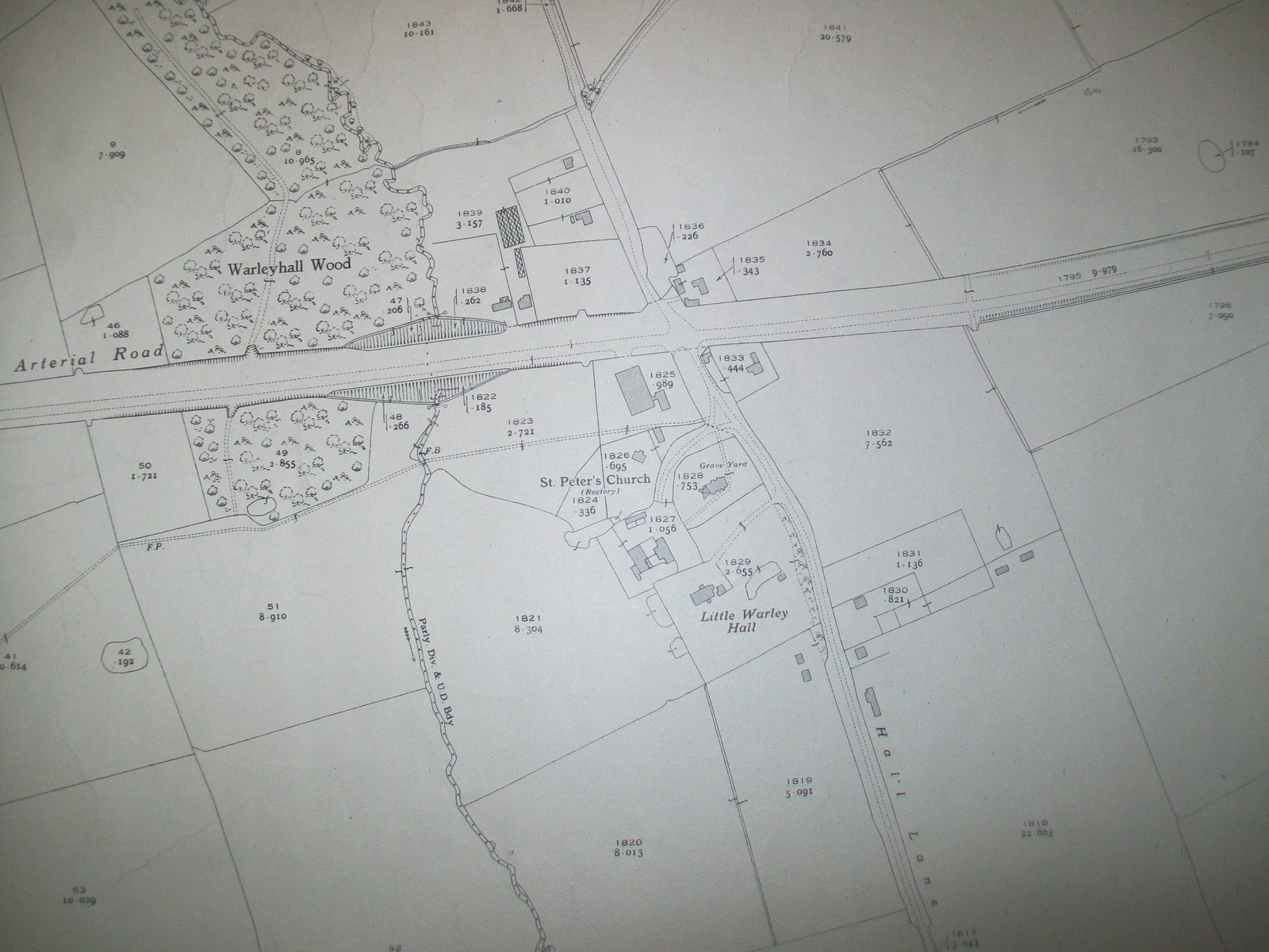 GREAT WARLEY HALL LITTLE WARLEY HALL ESSEX ORDNANCE SURVEY MAP LMSR 1936 1946 ed