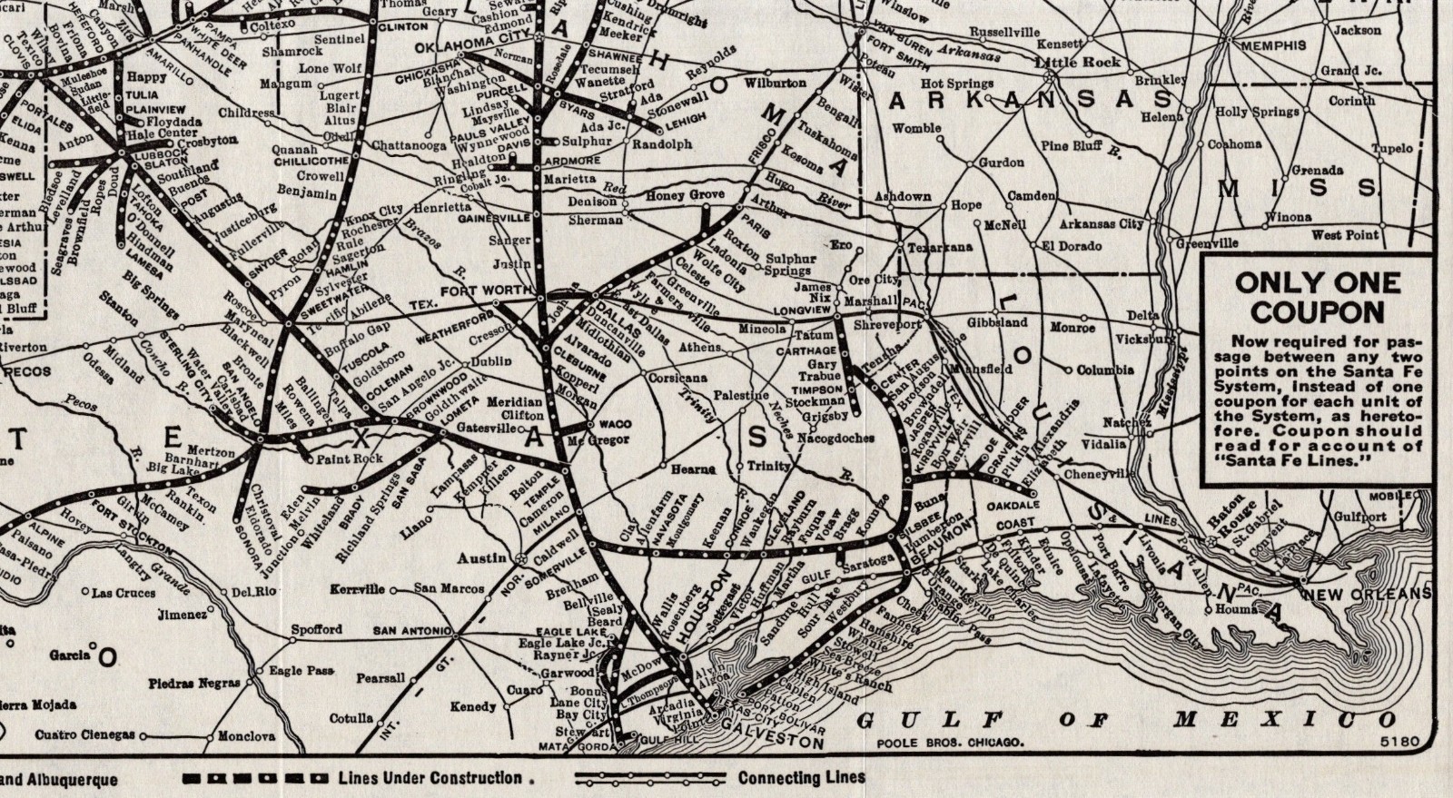1932 Antique SANTA FE RAILWAY Map Vintage Santa Fe Railroad Map 2908