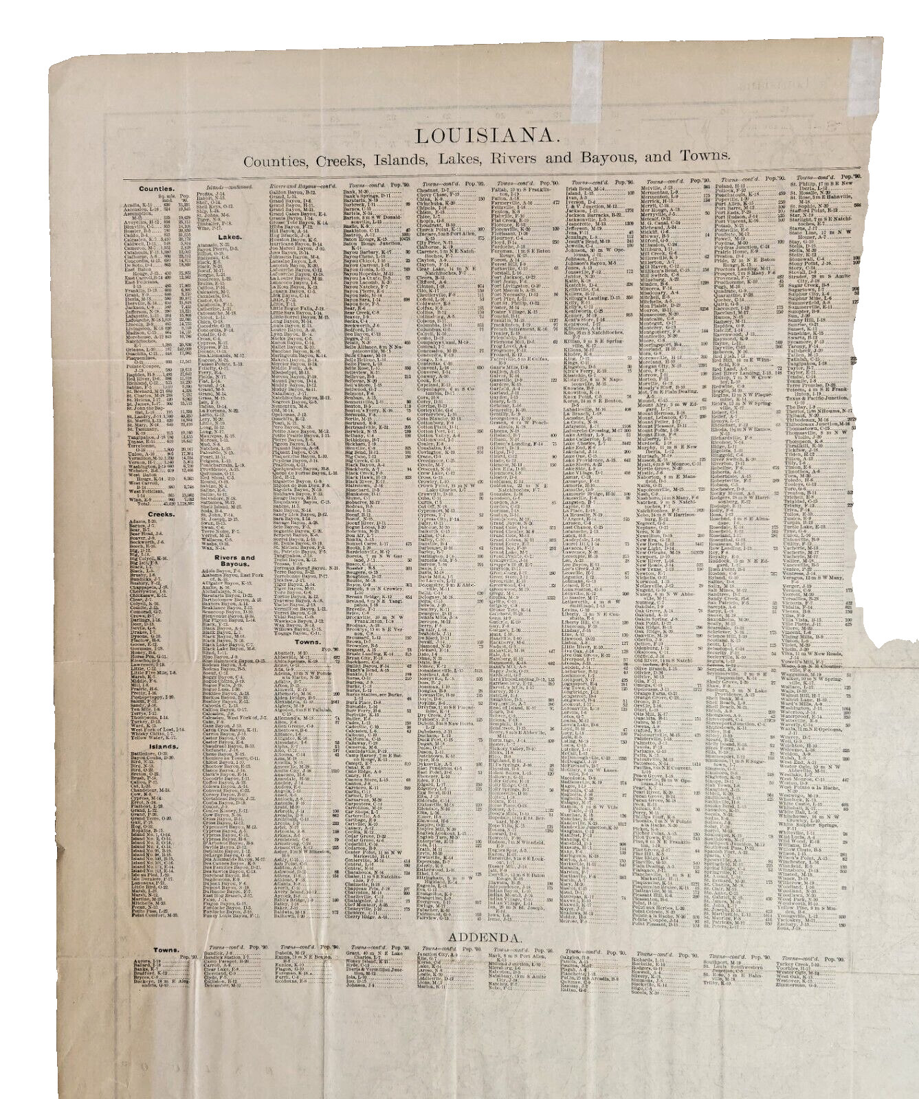 Antique Original 1895 Railroad Map of Louisiana with an Inset of New Orleans
