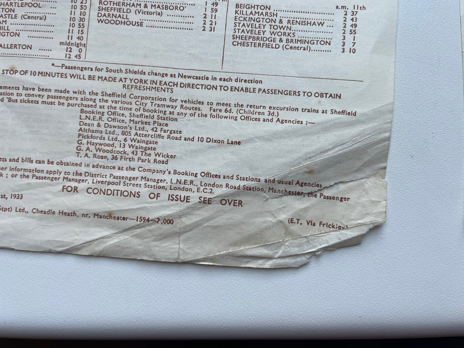 2 x 1930s LNER train timetables for York, Durham, Newcastle, Sunderland