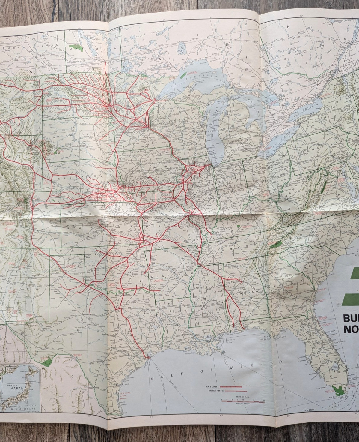 GEOGRAPHICALLY CORRECT MAP OF THE U. S. ISSUED BY BURLINGTON NORTHERN 1981