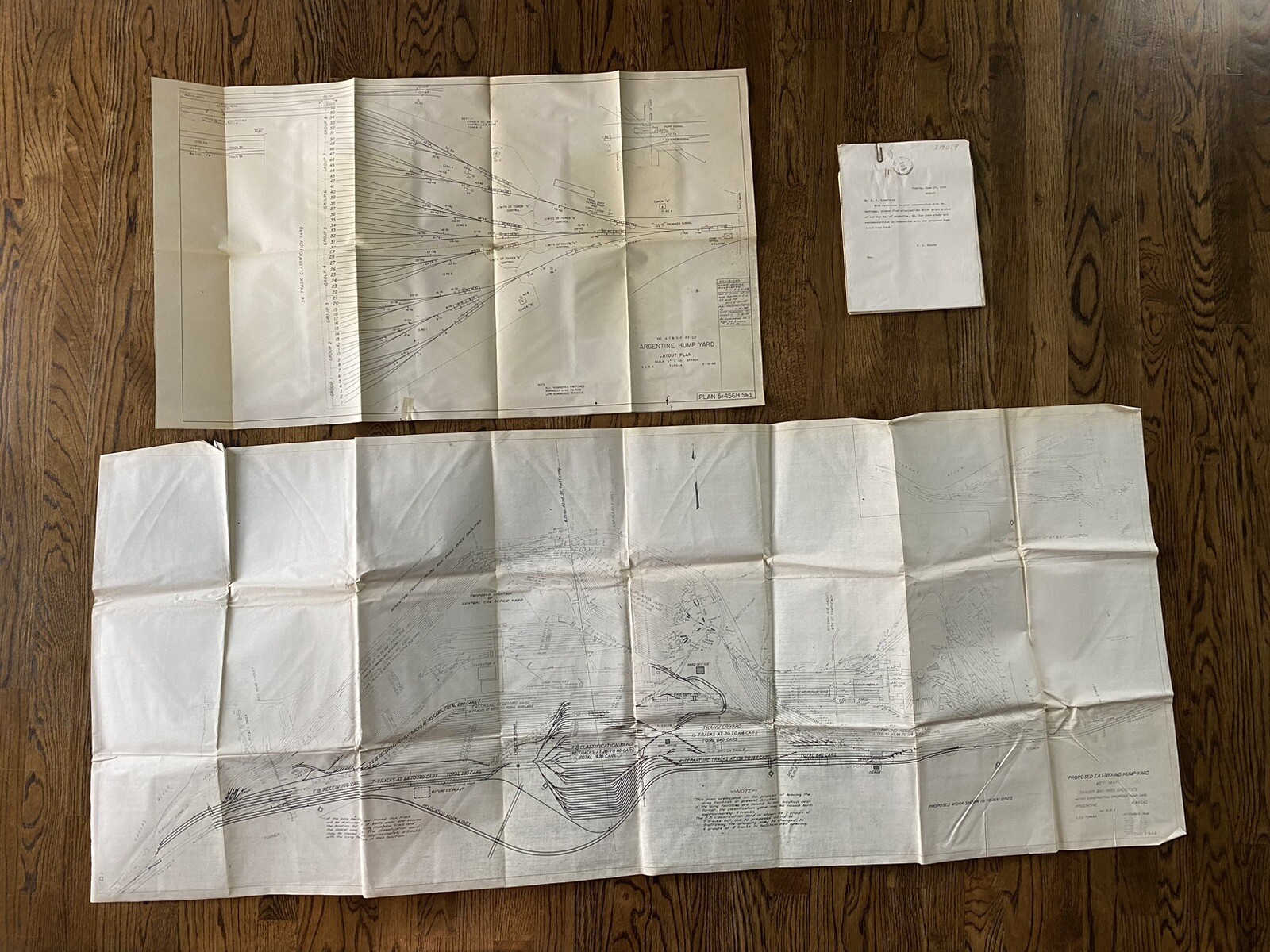 1940s/50s AT&SF Santa Fe Railway Argentine Kansas Railyard Railroad Map Lot RARE