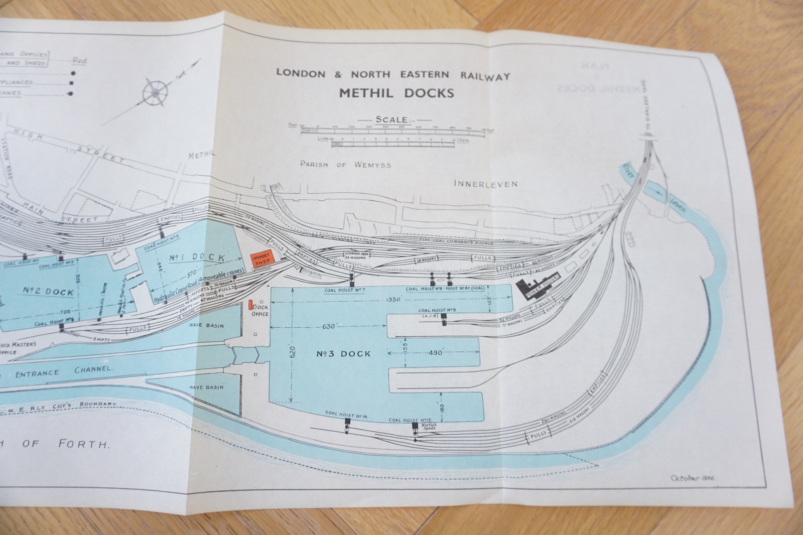 1936 LNER Methil Docks Railway Plan Map