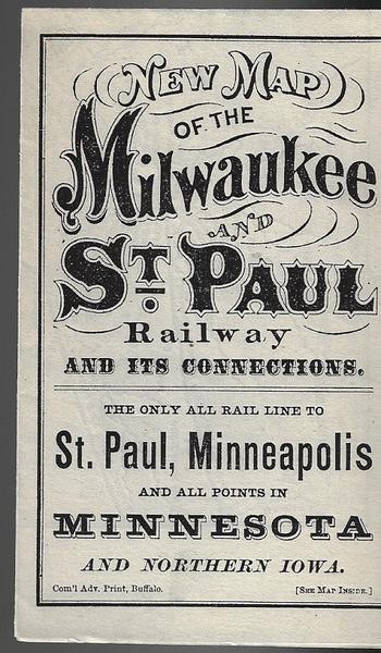 map, Milwaukee and St. Paul Railway, Minnesota, Northern Iowa, railroads, trains