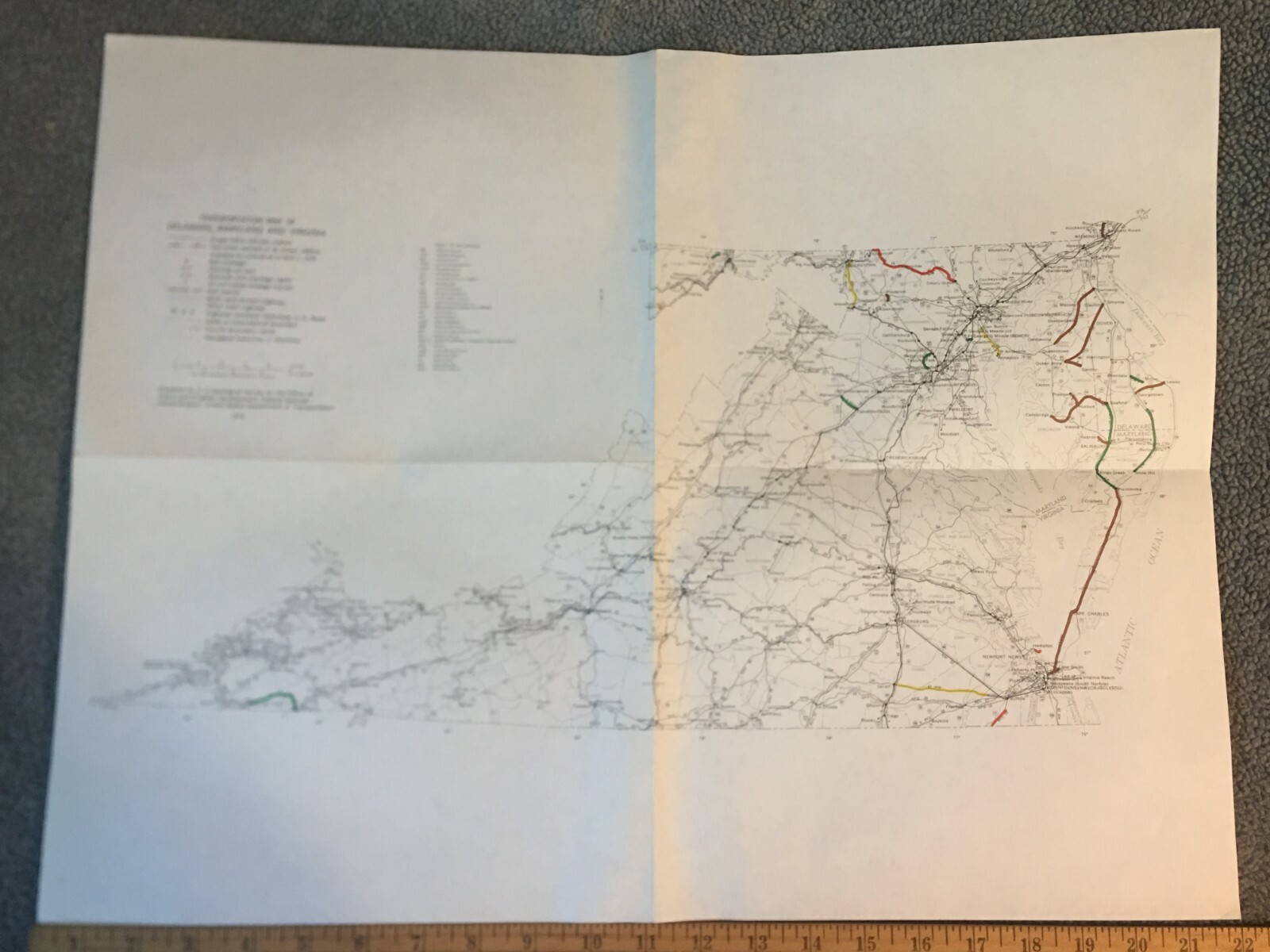 Vintage 1976 Delaware-Maryland-Virginia Railroad Transportation Map●FRA●11″x17″