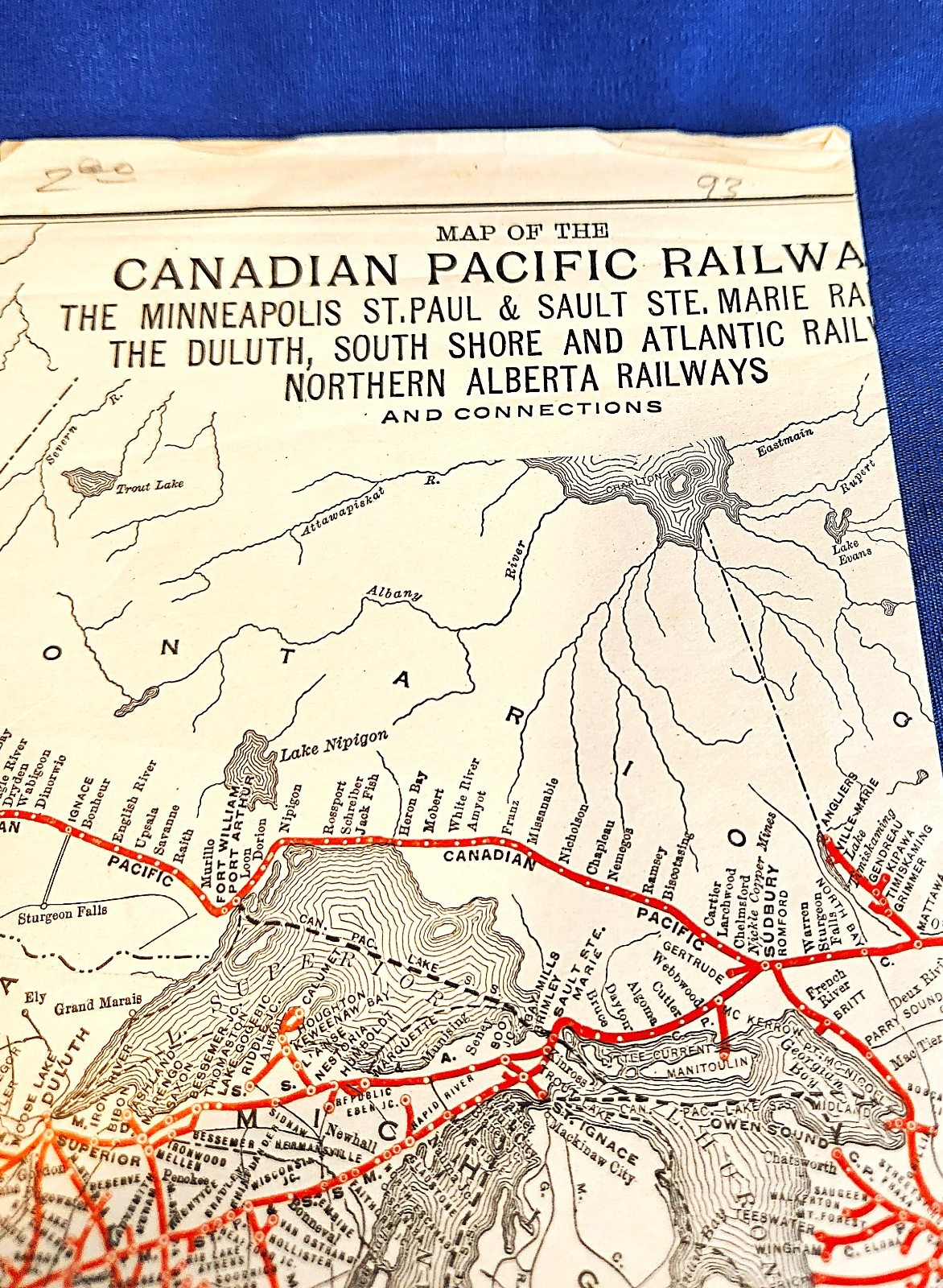 1941 CANADIAN PACIFIC RAILWAY MAP #28 FAIR / POOR CONDITION 20″ X 9″