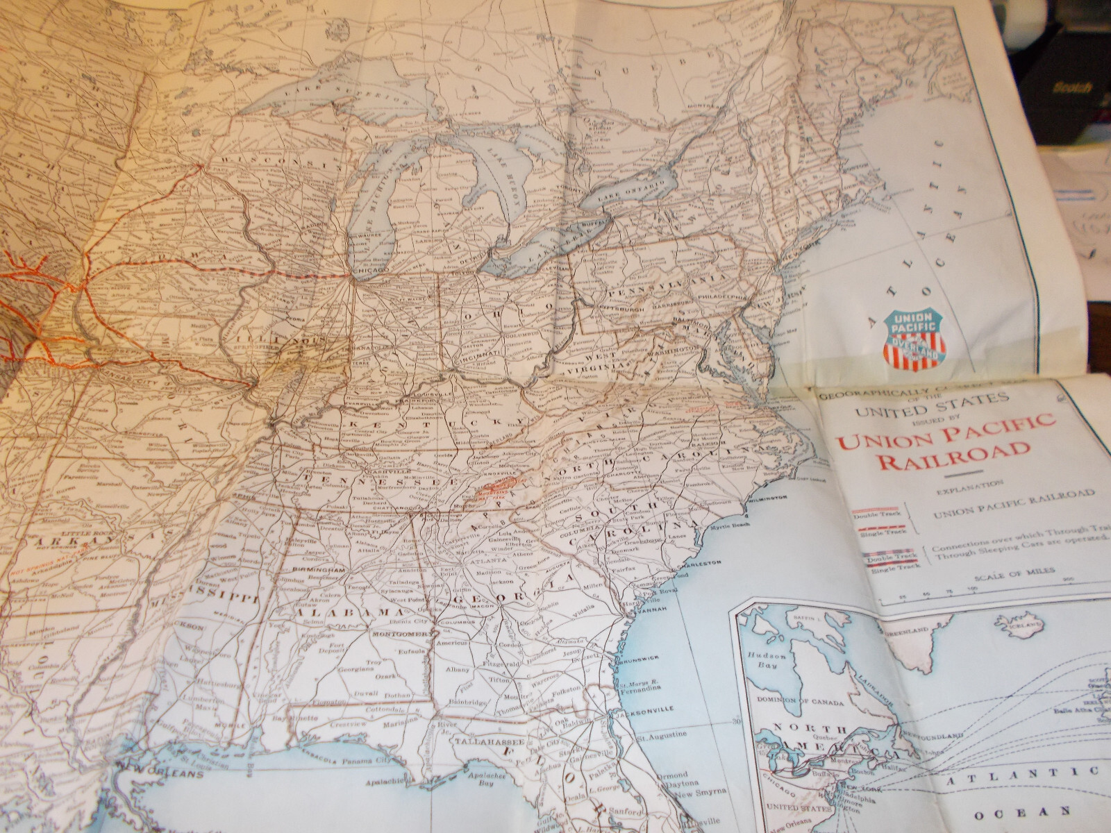 1936 Union Pacific RR Vintage United States Map amd Brochure