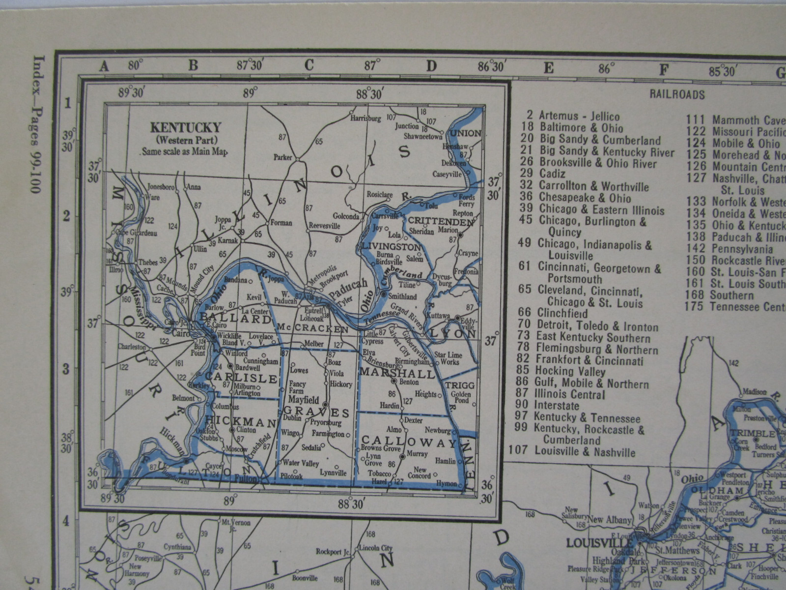 KS KY 1933 KANSAS RAILROAD Map LEAVENWORTH & TOPEKA RR ~or~ KENTUCKY Map. CADIZ