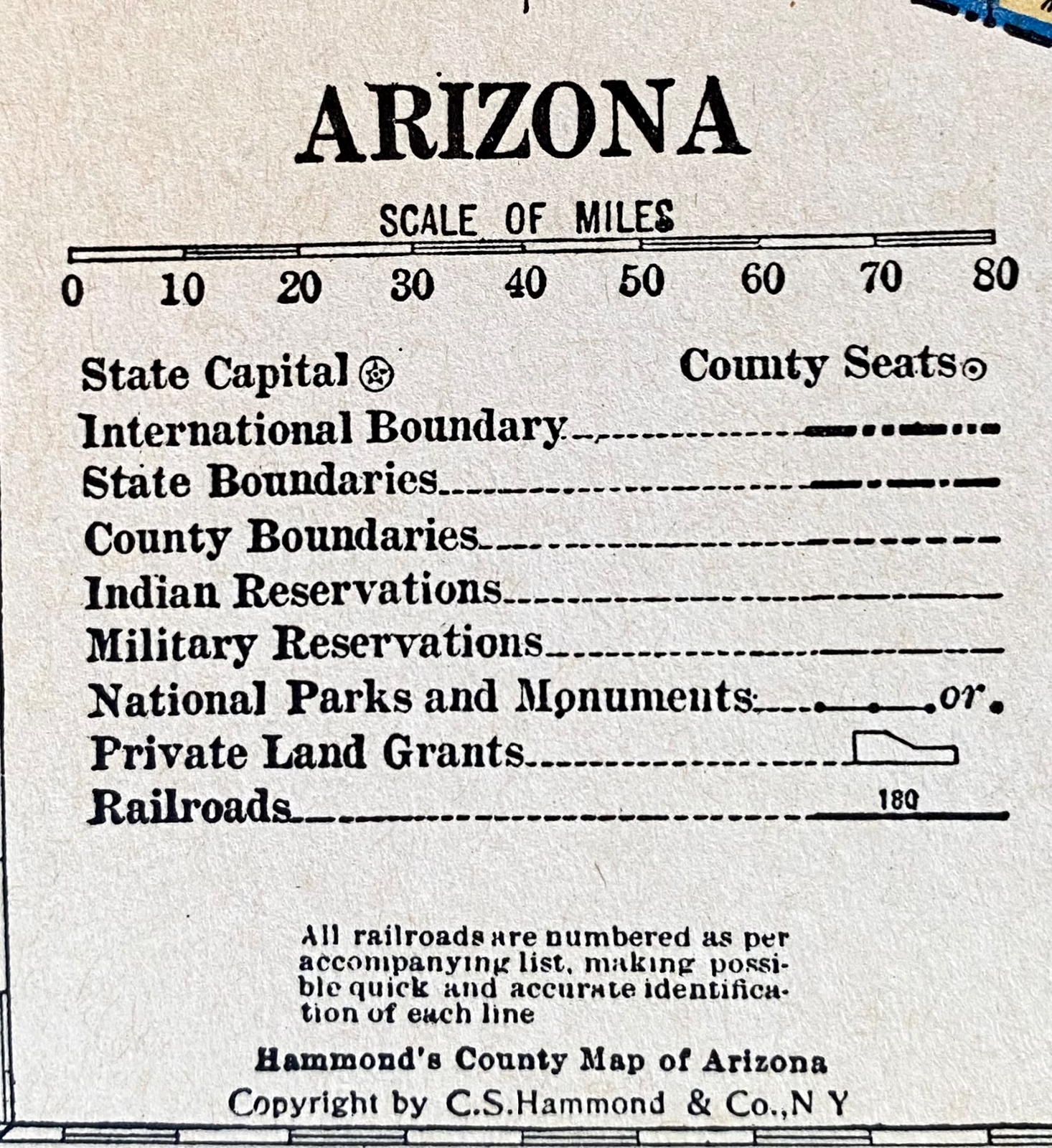 ALABAMA, ARIZONA Original c 1935 County & Railroad Maps. Hammond & Co. 9×12″