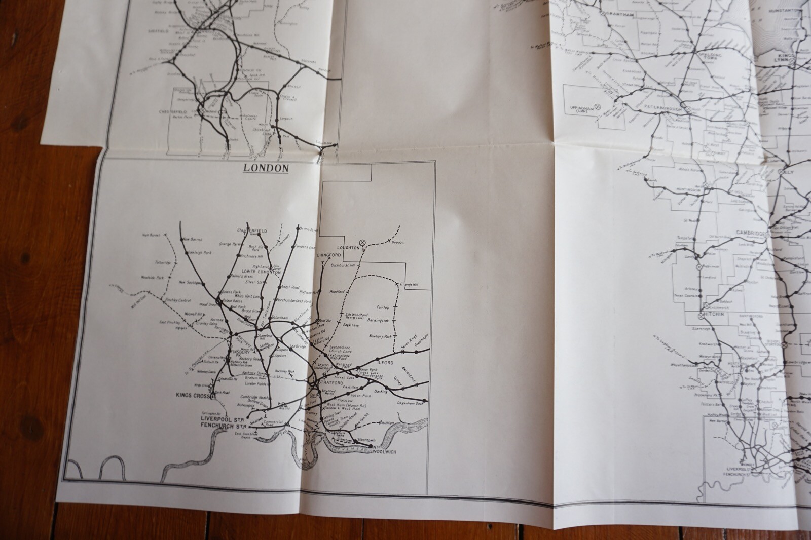 1958 Sundries Concentrations Areas 1954 Eastern Region Railway Map