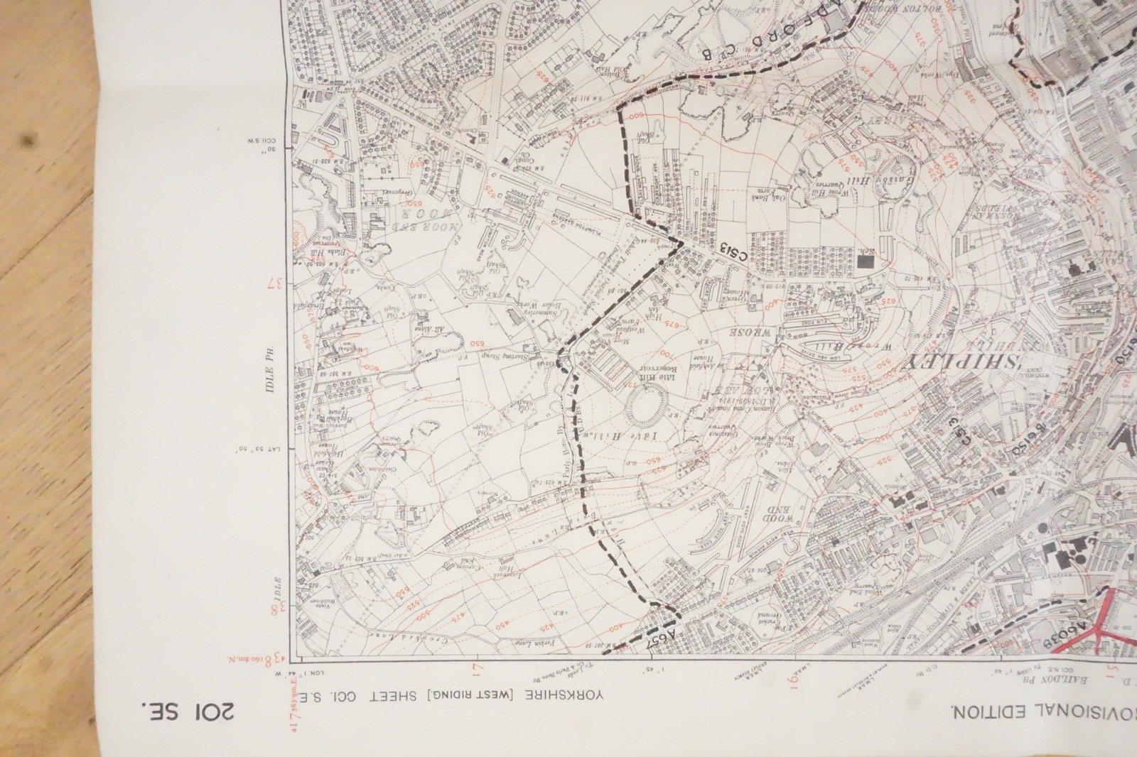 1938 Shipley Frizzing Hall Yorkshire LMS Railway OS Linen Map Ref 33 *