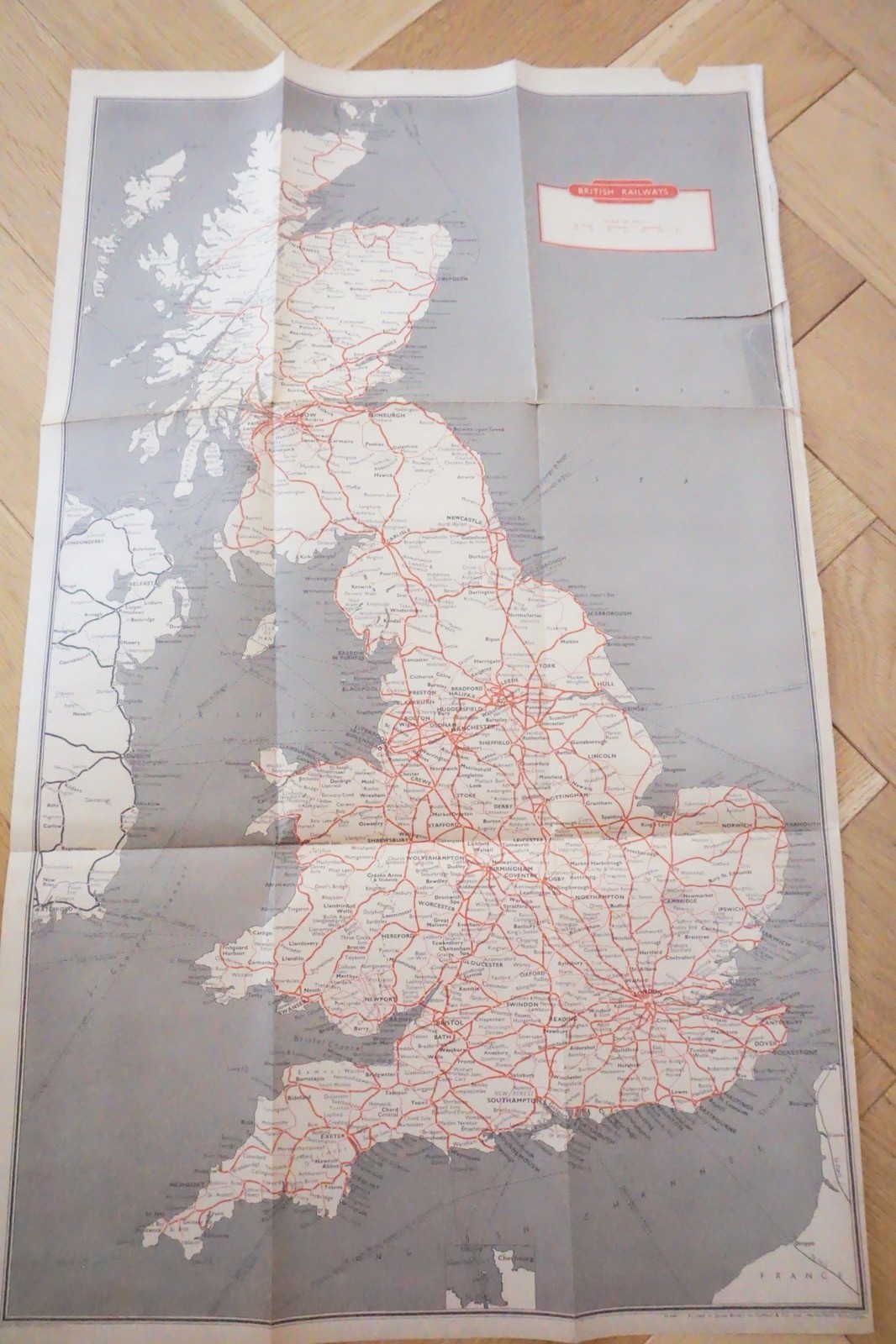 1957 British Rail North Eastern Passenger Network Railway System Map