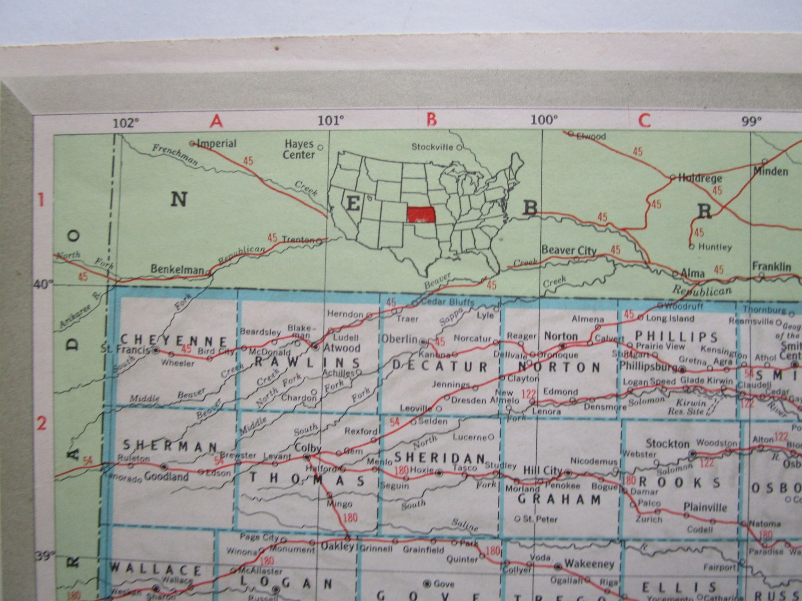 KS KY Vtg 1951 KANSAS RAILROAD Map KANSAS CITY SOUTHERN, CB&Q, ATSF or KENTUCKY