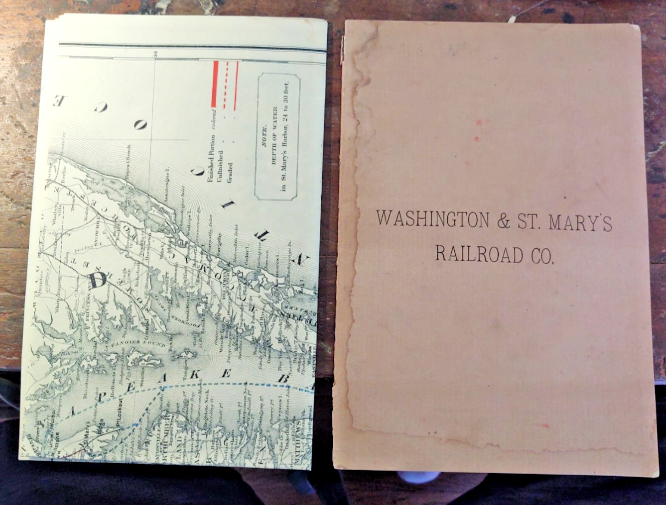 RARE Antique ORIGINAL Washington & St. Mary’s Railroad map 1887 G.W & C.B Colton