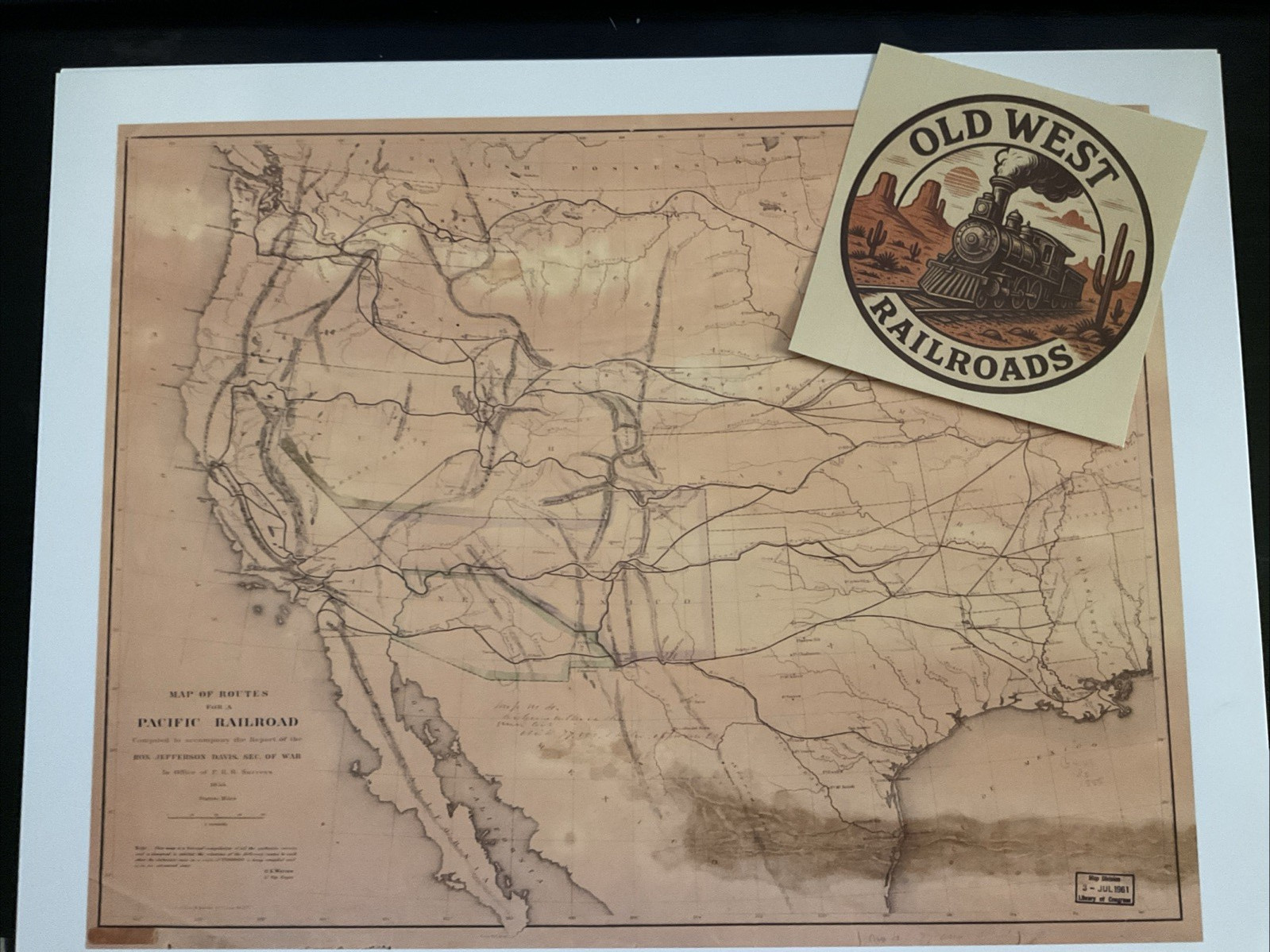 1855 pacific railroad survey Map Union Pacific Santa Fe Southern Pacific (copy)