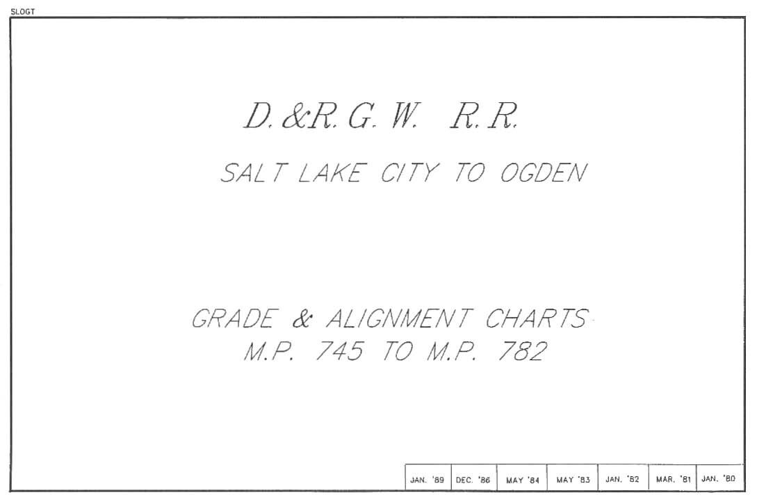 Denver & Rio Grande Western 1989 Salt Lake to Ogden Track Chart PDFPages on DVD