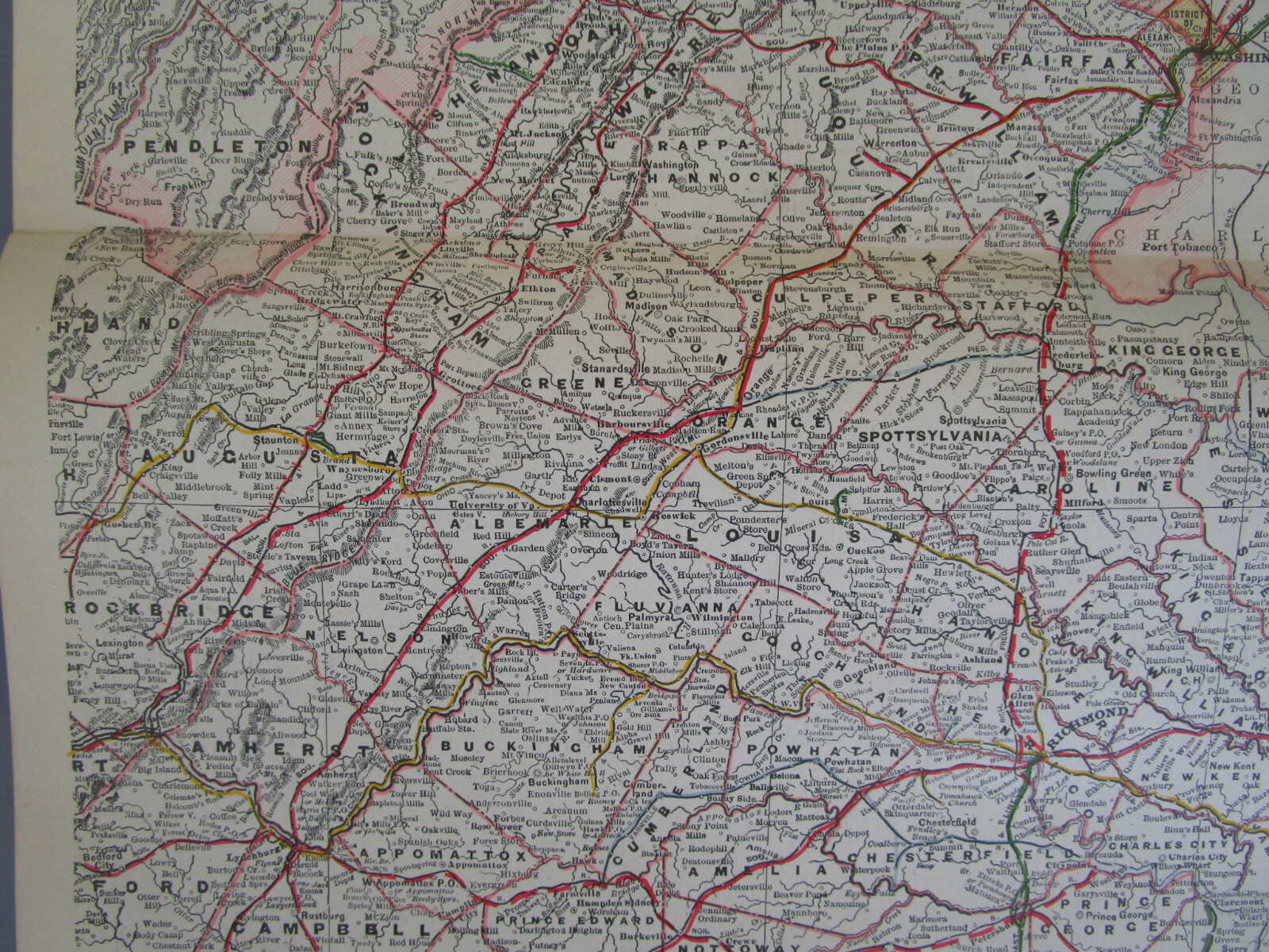 VA WV 1897 EASTERN VIRGINIA, W. VA STEAM RAILROAD Map. FARMVILLE & POWHATAN RR