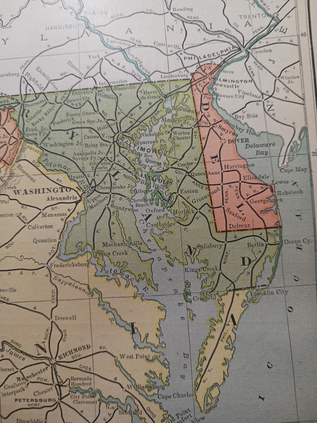 1902 Train Route Map WEST VIRGINIA Maryland All Railroad Lines Stations 11″×9″